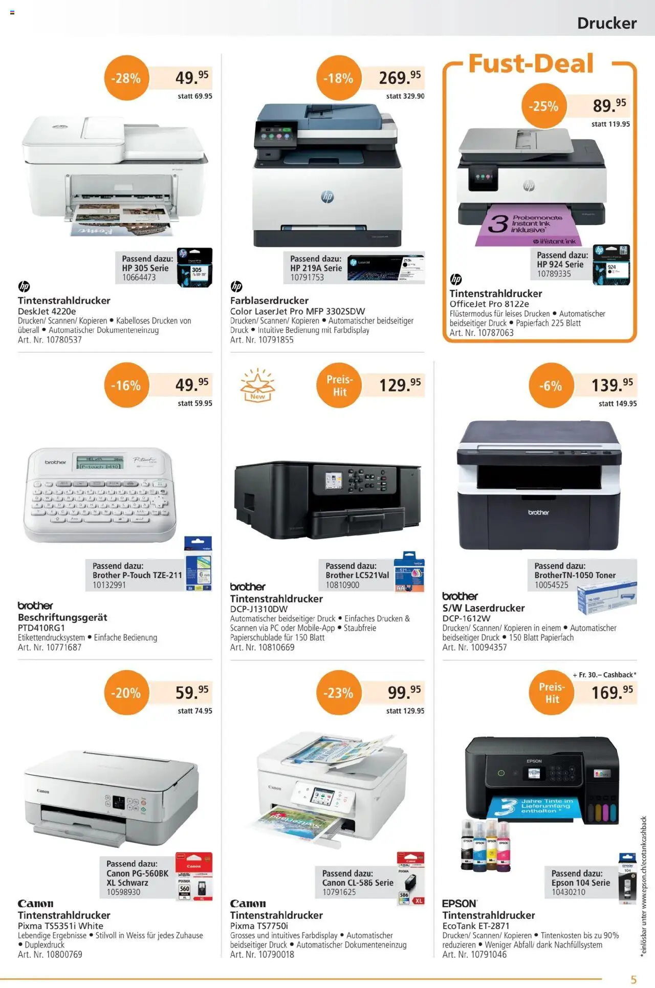 Fust Aktionen ab 28.07.2025 | Seite: 5 | Produkte: Laserdrucker, Pc, Drucker, Toner