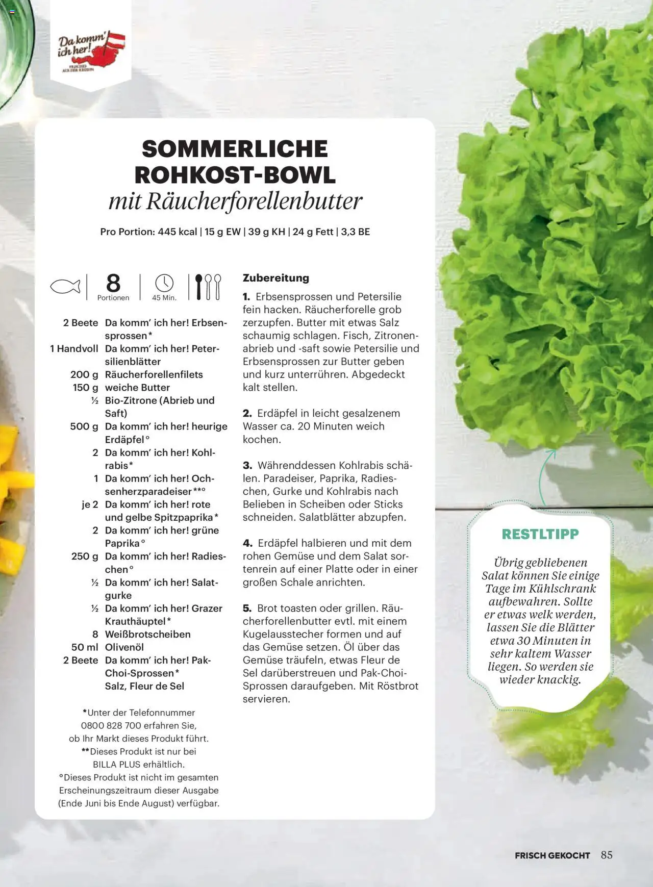 Billa Frisch Gekocht gültig ab 03.07.2025 | Seite: 85 | Produkte: Kühlschrank, Öl, Brot, Saft