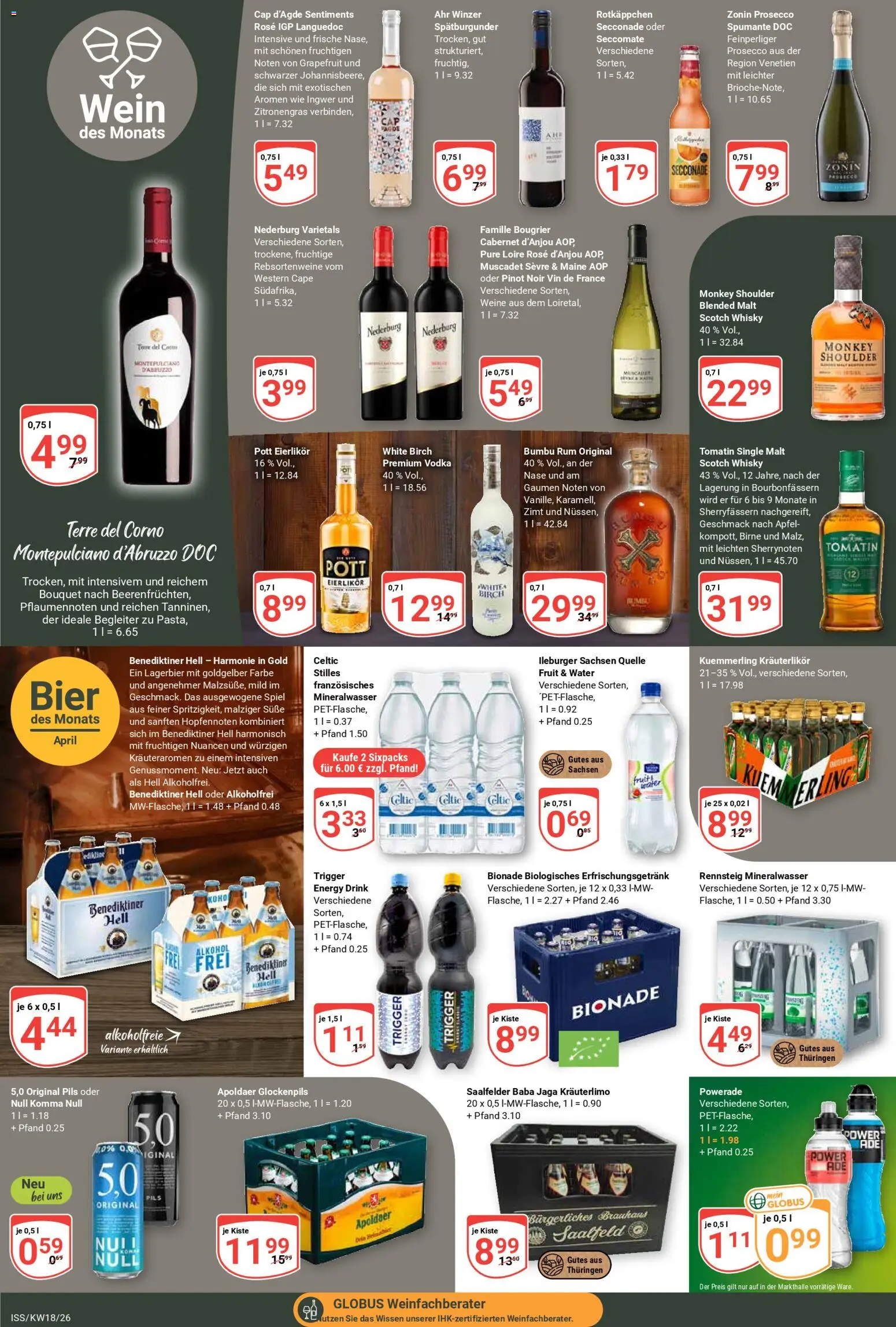 Globus Prospekt 	 – gültig ab 27.04.2026 | Seite: 19 | Produkte: Spiel, Benediktiner hell, Prosecco, Wein