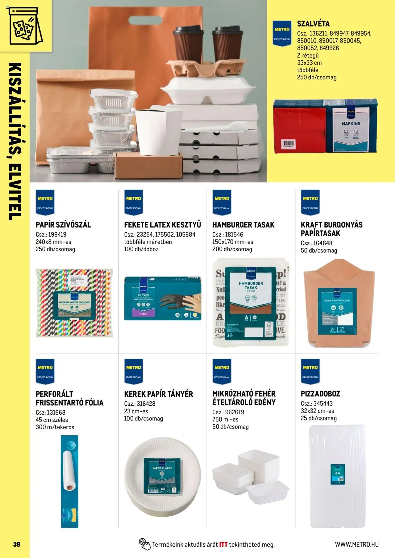 Metro akciós ujság - amely érvényes a következő dátumtól: 01.06.2025 | Oldal: 38 | Termékek: Hamburger, Edény, Tányér, Pizza