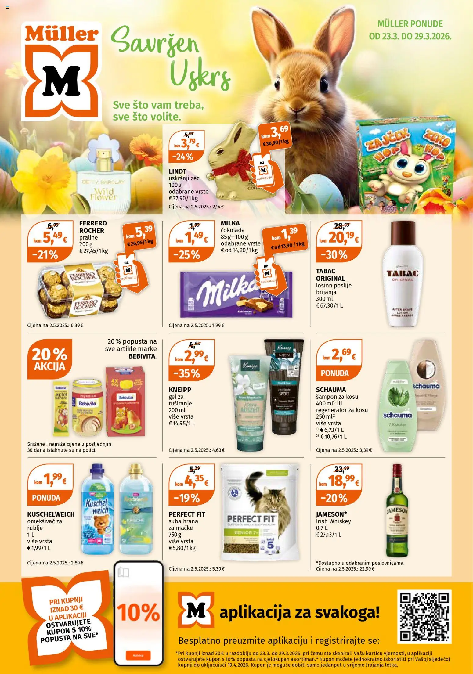 Müller katalog | vrijedi od 23.03.2026 | Stranica: 1 | Proizvodi: Jameson, Šampon, Čokolada, Hrana za mačke