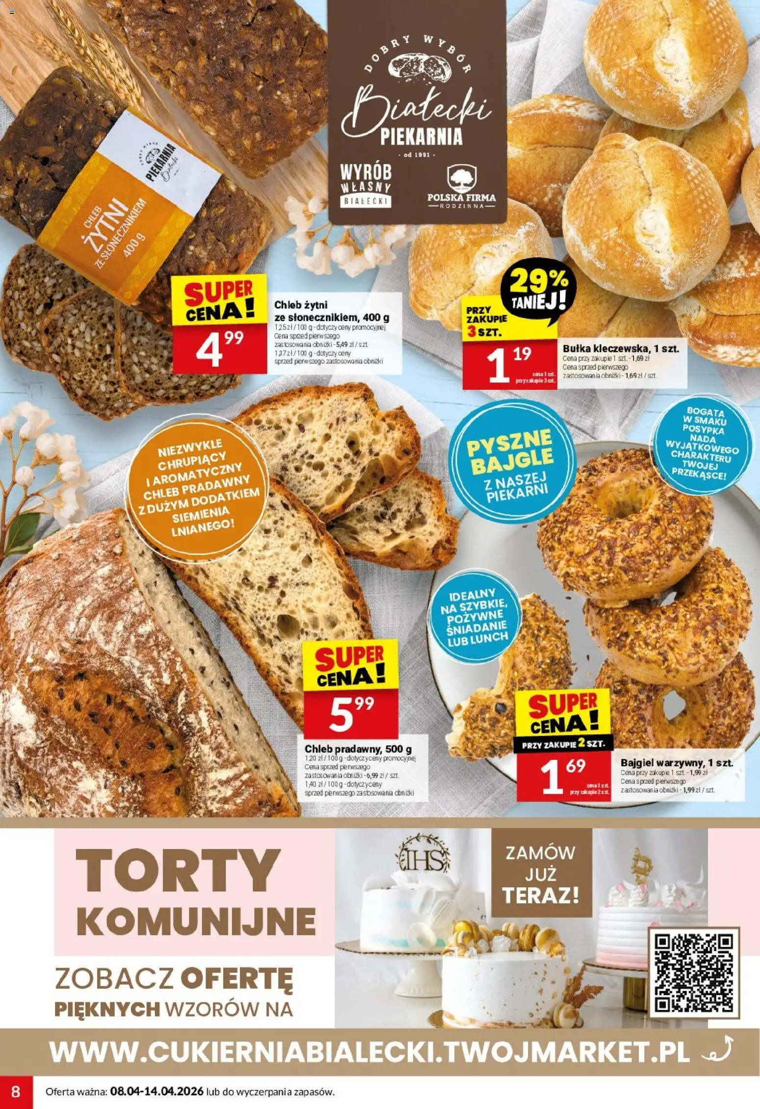 Twój Market gazetka od 08.04.2026 | Strona: 8 | Produkty: Chleb żytni, Piekarnia, Bułka, Chleb