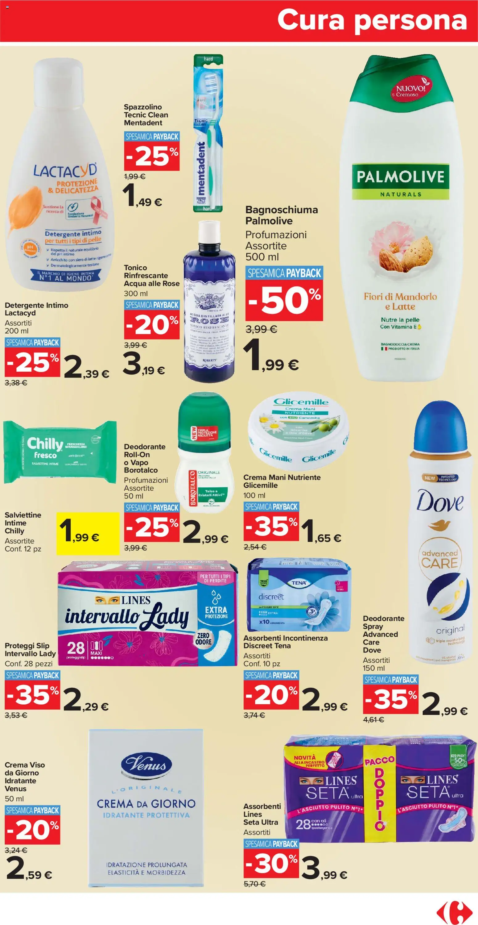Volantino Carrefour del 02.01.2026 | Pagina: 15 | Prodotti: Bagnoschiuma, Deodorante, Detergente, Olio