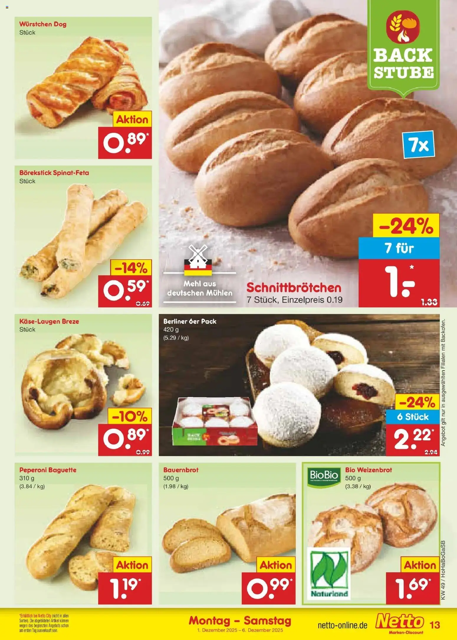 Netto Marken-Discount prospekt Hannover	 – gültig ab 30.11.2025 | Seite: 13 | Produkte: Berliner, Mehl, Baguette