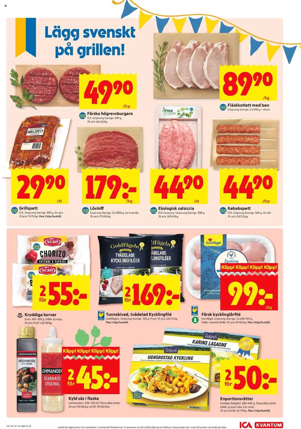 ICA Kvantum reklamblad aktuell från 28.07.2025 | Sida: 5 | Produkter: Grillspett, Kycklingfile, Galler, Lövbiff