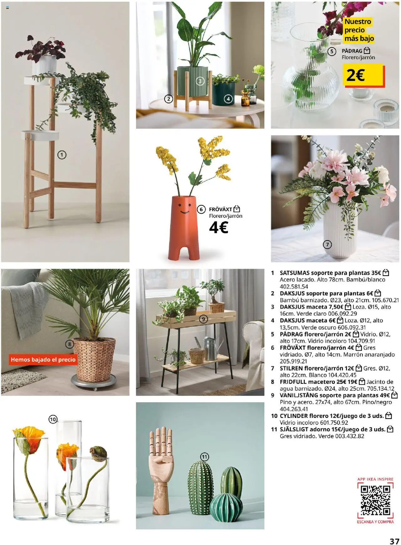 Catálogo IKEA Accesorios y decoración │ válido desde el 25.09.2025 | Página: 37 | Productos: Florero, Macetero, Soporte para plantas, Maceta