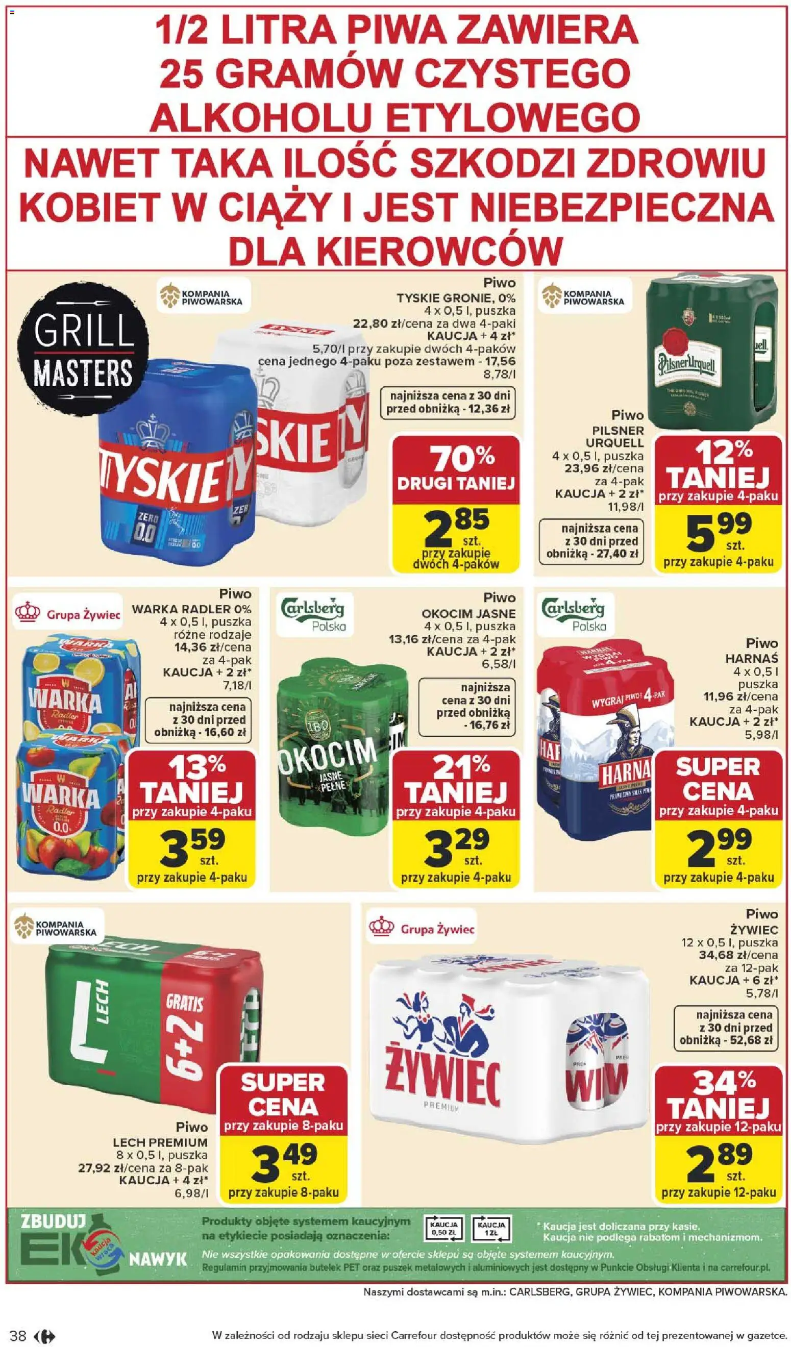 Carrefour gazetka od 27.04.2026 | Strona: 40 | Produkty: Grill, Warka, Tyskie, Harnaś