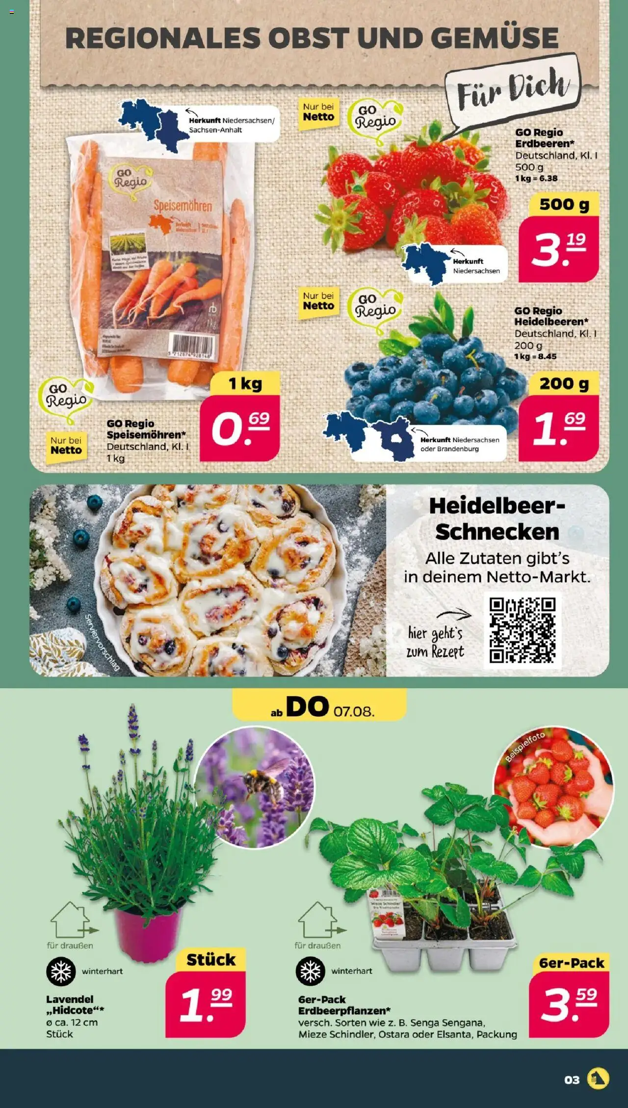 Netto Prospekt 	 - gültig ab dem 04.08.2025 | Seite: 3 | Produkte: Gemüse, Obst, Lavendel