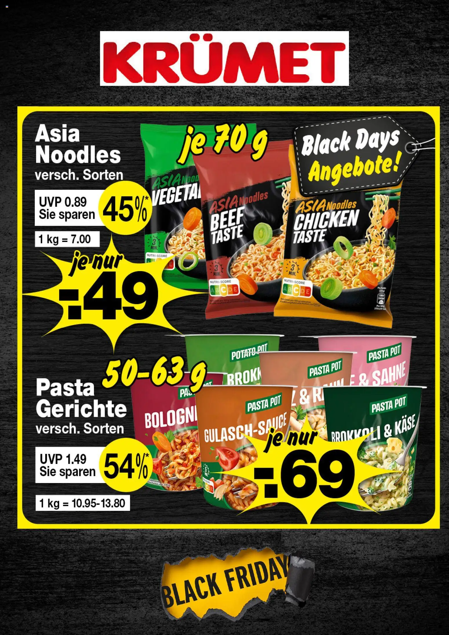 KRÜMET - Black Friday – gültig ab 28.11.2025 | Seite: 1 | Produkte: Käse, Brokkoli, Pasta, Sahne