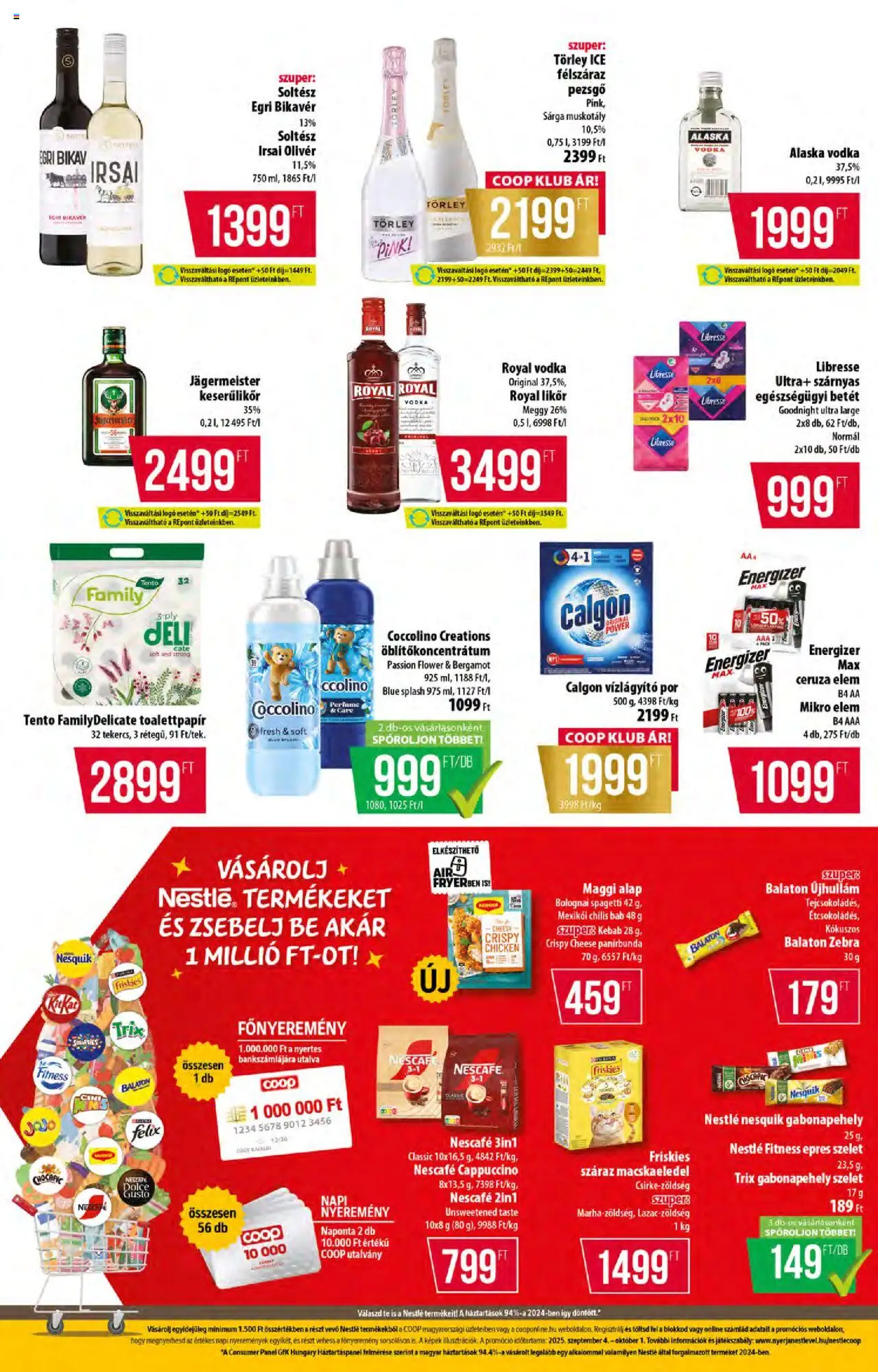 COOP akciós ujság - amely érvényes a következő dátumtól: 11.09.2025 | Oldal: 11 | Termékek: Coccolino, Jägermeister, Nescafé, Macskaeledel
