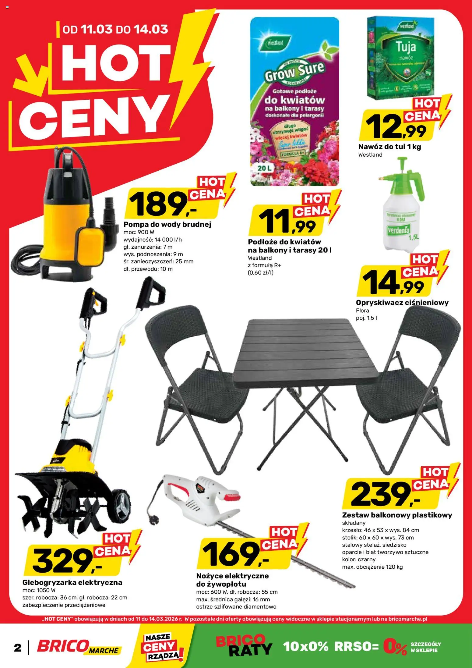 Brico Marché gazetka od 11.03.2026 | Strona: 2 | Produkty: Opryskiwacz, Krzesło