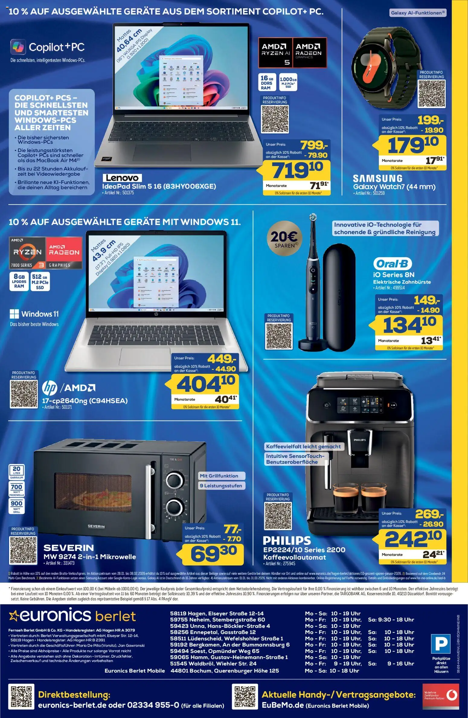 Euronics Aus unserer Werbung! – gültig ab 29.01.2026 | Seite: 10 | Produkte: Philips, Elektrische zahnbürste, Samsung, Kaffeevollautomat