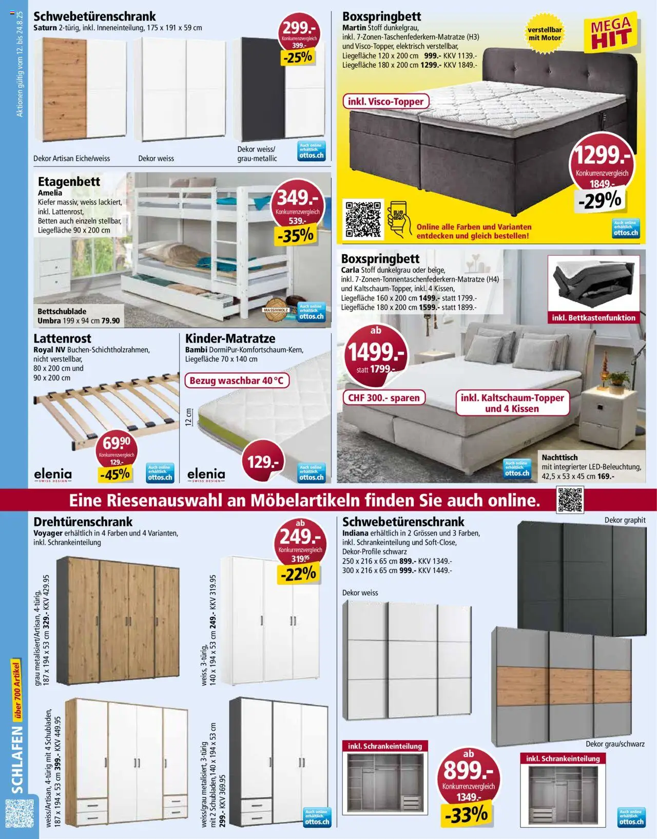 Otto's Aktionen ab 12.08.2025 | Seite: 8 | Produkte: Kissen, Lattenrost, Drehtürenschrank, Boxspringbett
