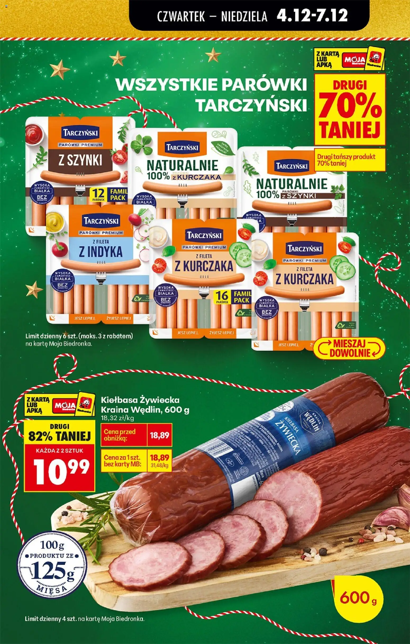 Biedronka gazetka - Oferta w tym tygodniu od 04.12.2025 | Strona: 9 | Produkty: Kiełbasa, Karta, Parówki, Parówki tarczyński