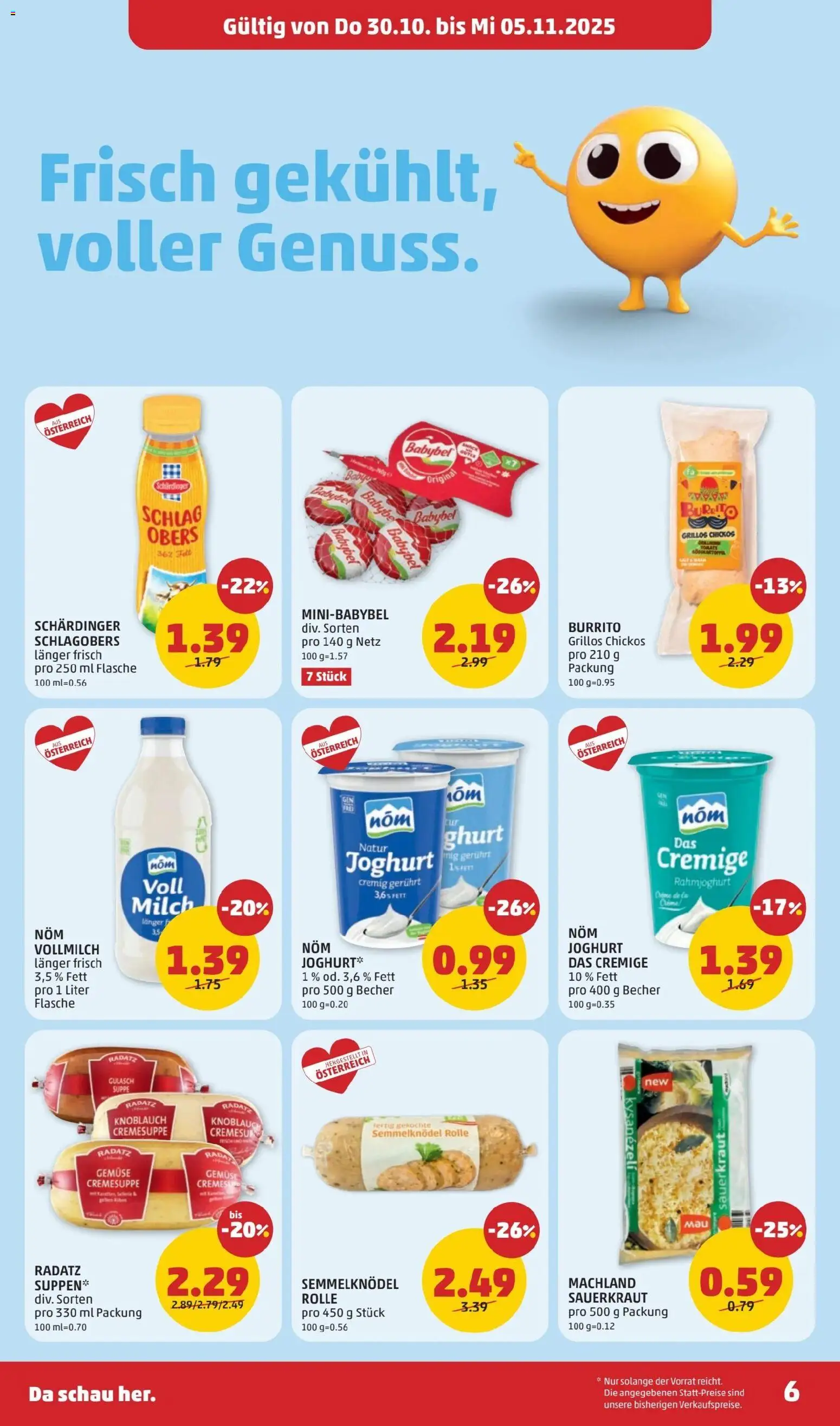 Penny Markt Flugblatt gültig ab 30.10.2025 | Seite: 6 | Produkte: Gemüse, Knoblauch, Milch, Joghurt