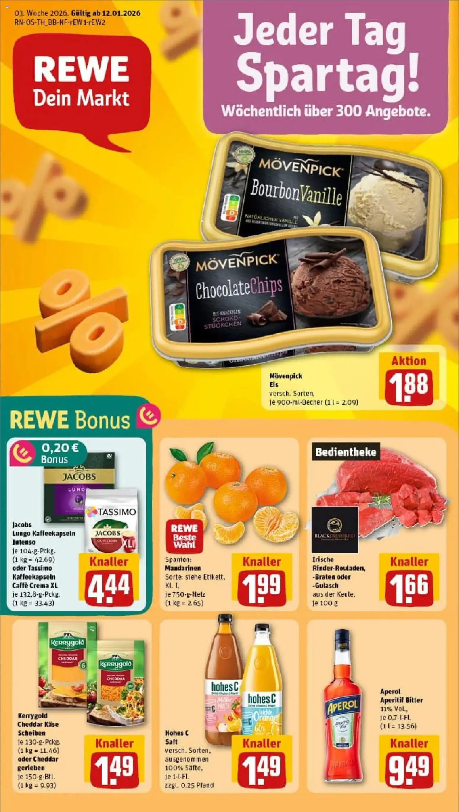 Rewe prospekt Hildburghausen	 – gültig ab 11.01.2026 | Seite: 1 | Produkte: Käse, Hohes c, Aperol, Tassimo