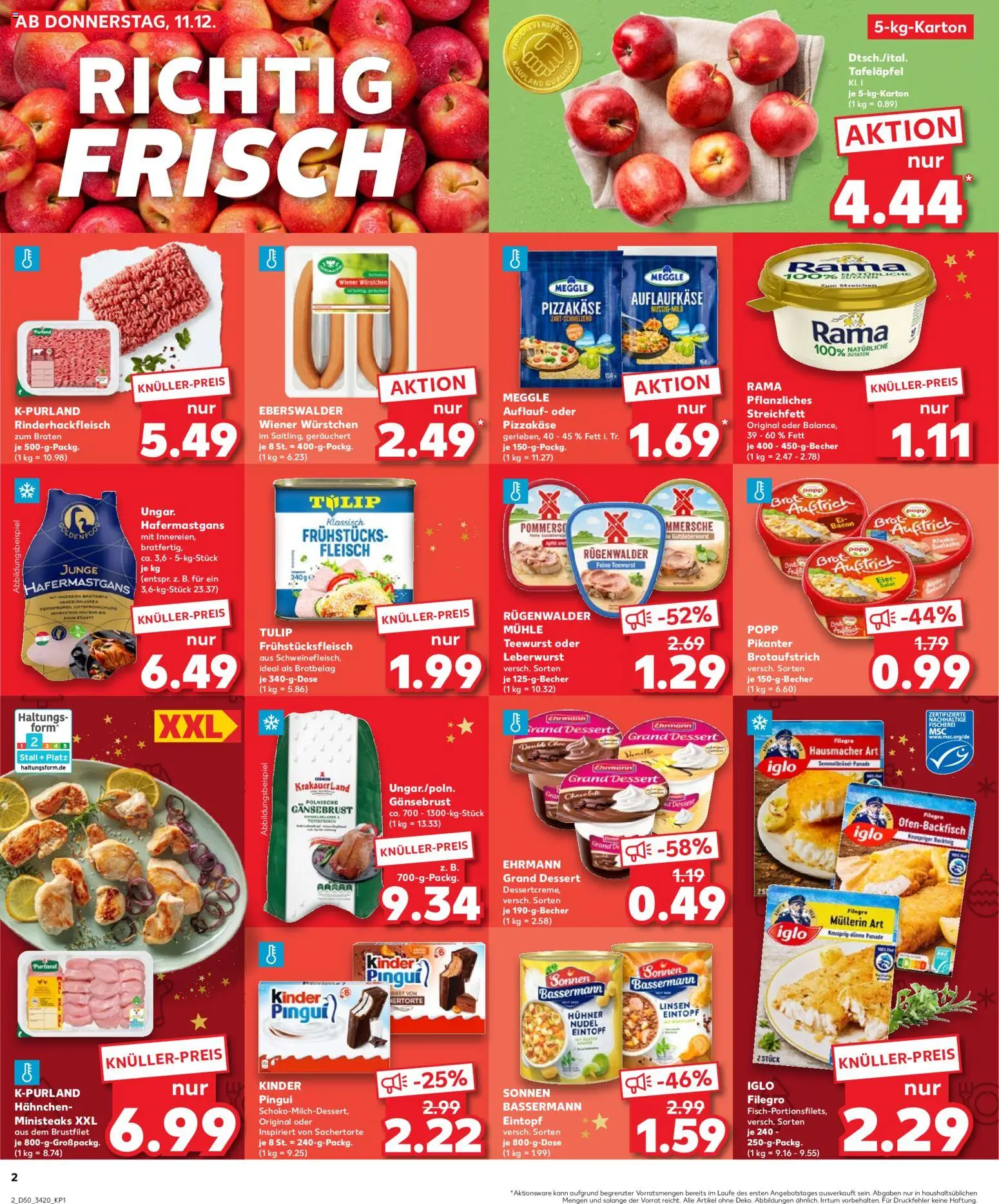 Kaufland prospekt Berlin	 – gültig ab 11.12.2025 | Seite: 2 | Produkte: Rama, Wiener wurstchen, Iglo, Salat