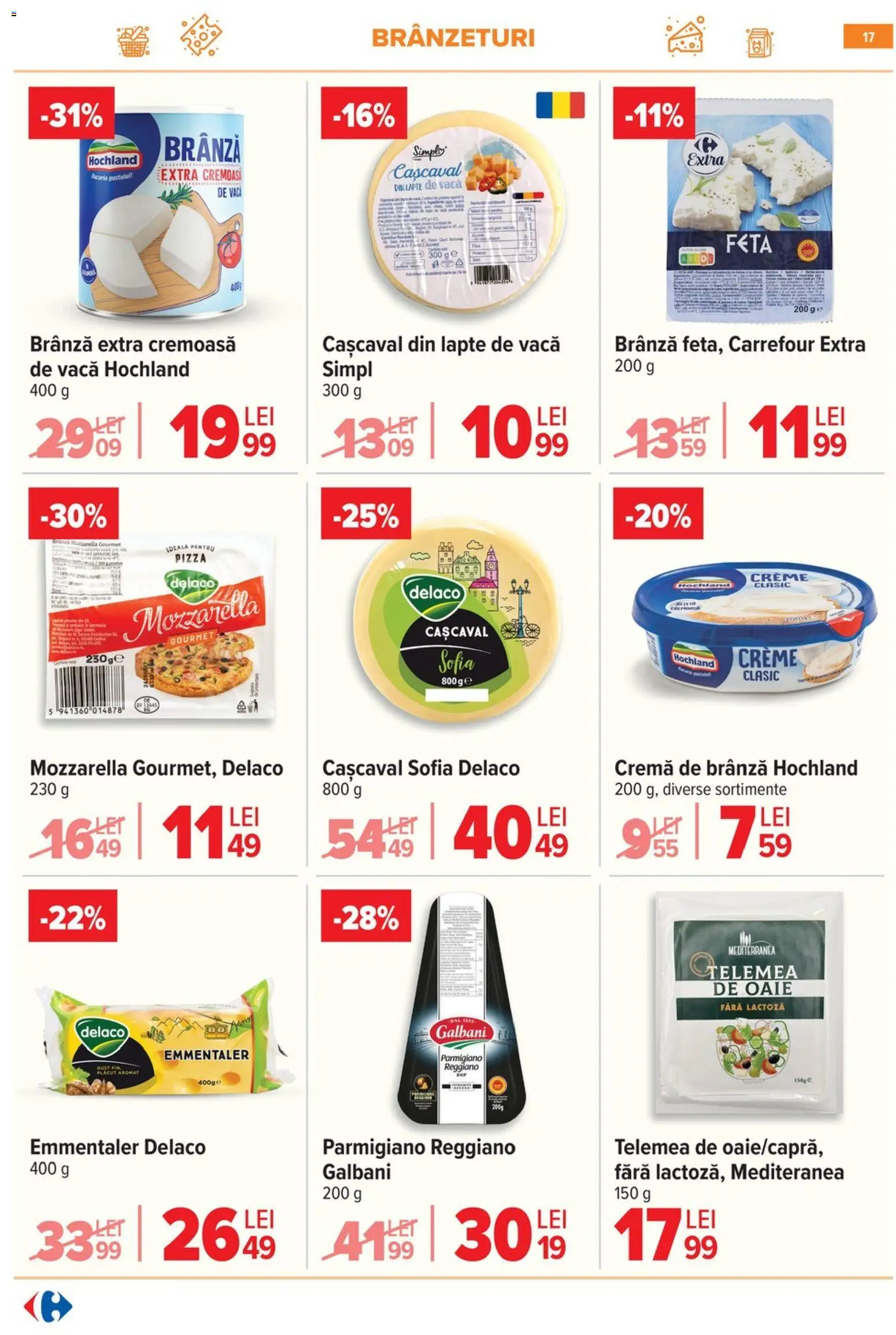 Noul catalog Carrefour – valabil de la 18.03.2026 | Pagină: 23 | Produse: Cașcaval, Lapte, Brânză, Pizza