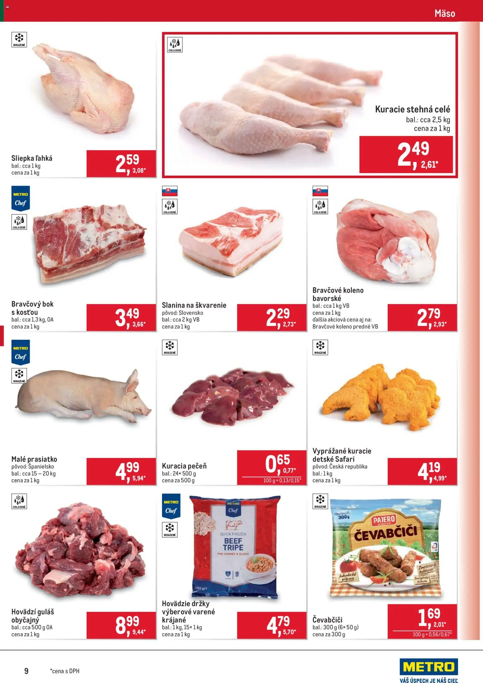 Nové Metro akcie – leták je platný od 11.02.2026 | Strana: 9 | Produkty: Slanina, Bravčové koleno, Kuracie stehná