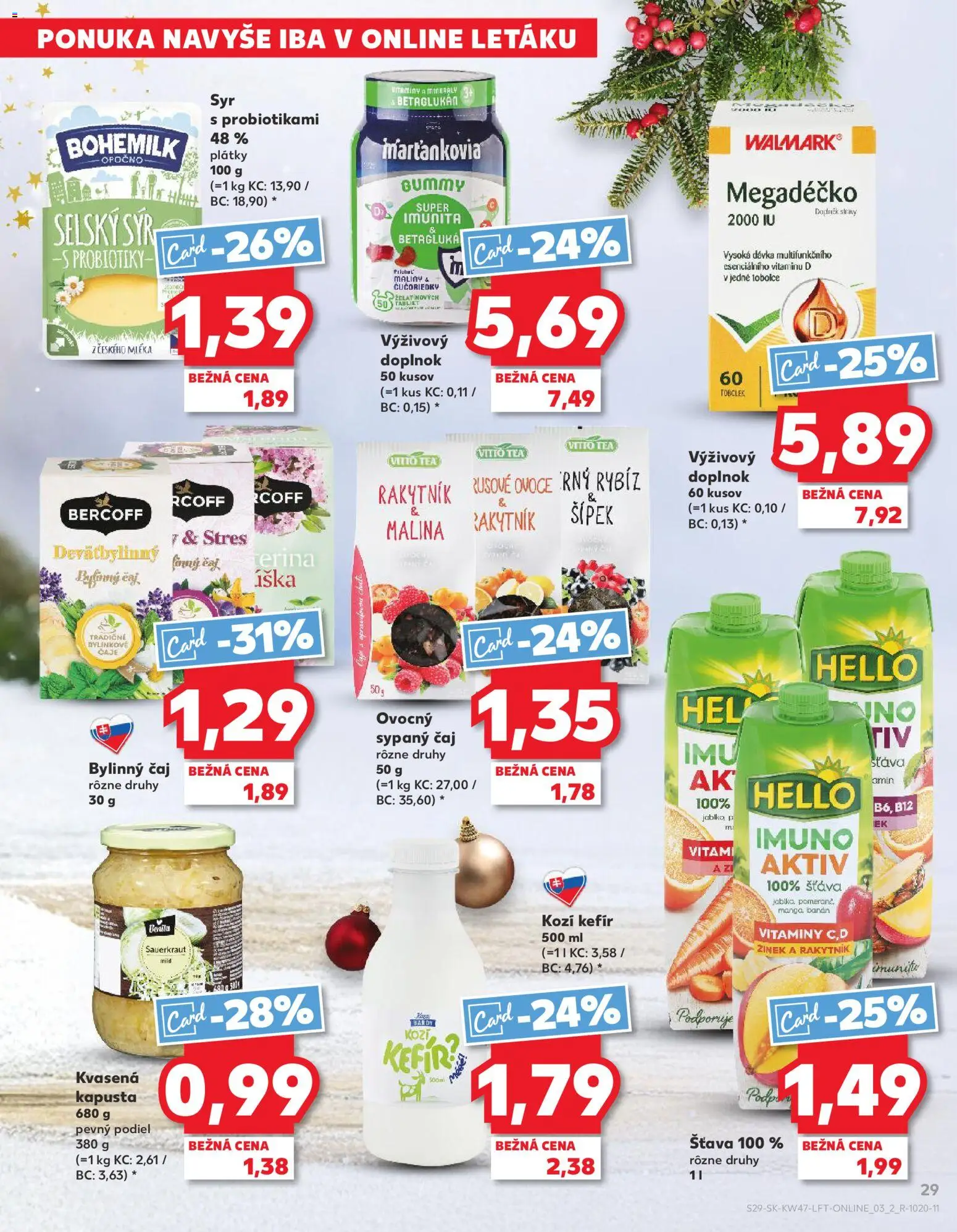 Nové Kaufland akcie – leták je platný od 20.11.2025 | Strana: 29 | Produkty: Kapusta, Čaj, Čučoriedky, Maliny