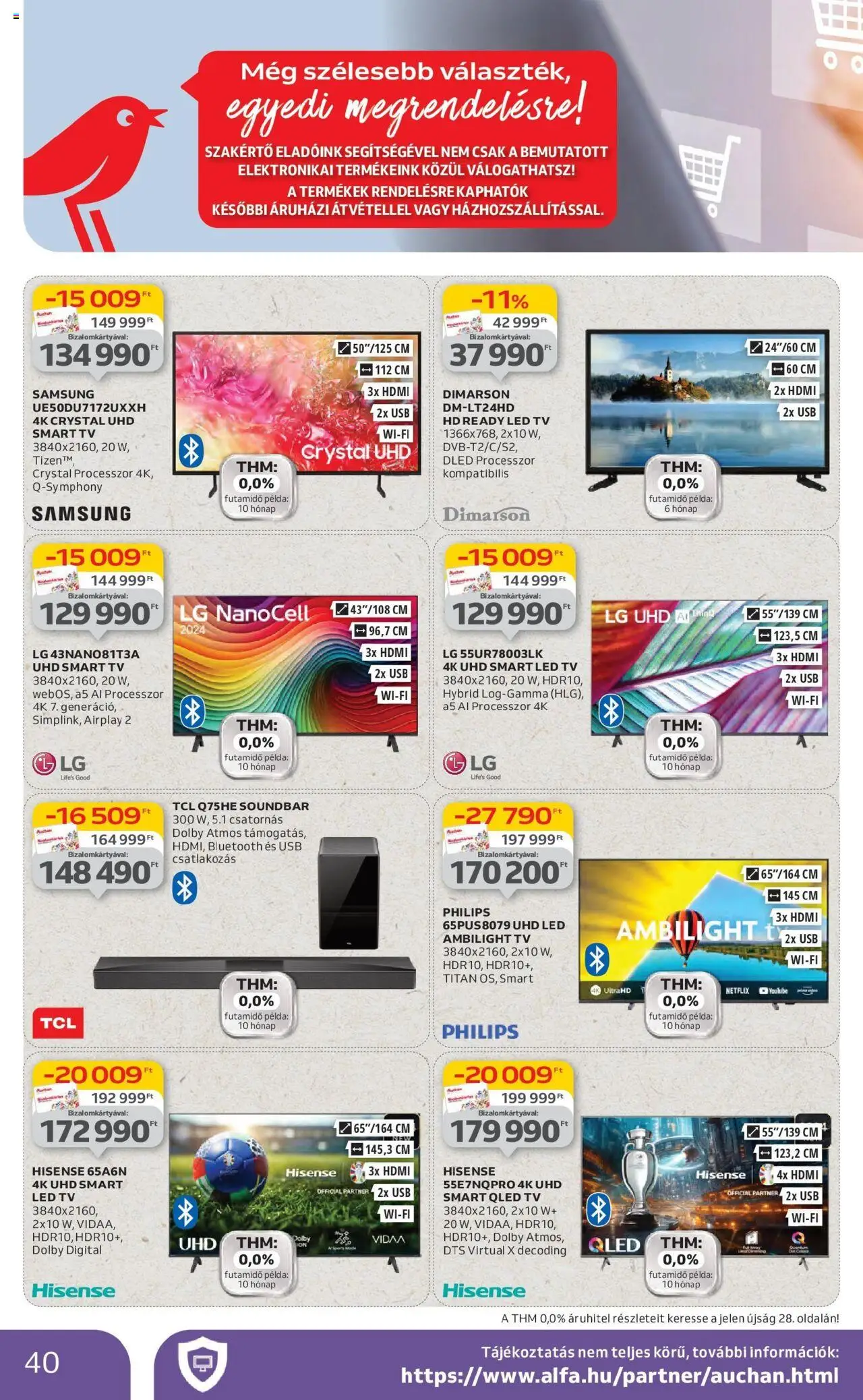 Auchan akciós ujság - amely érvényes a következő dátumtól: 19.06.2025 | Oldal: 40 | Termékek: USB, TV, Smart tv, Samsung
