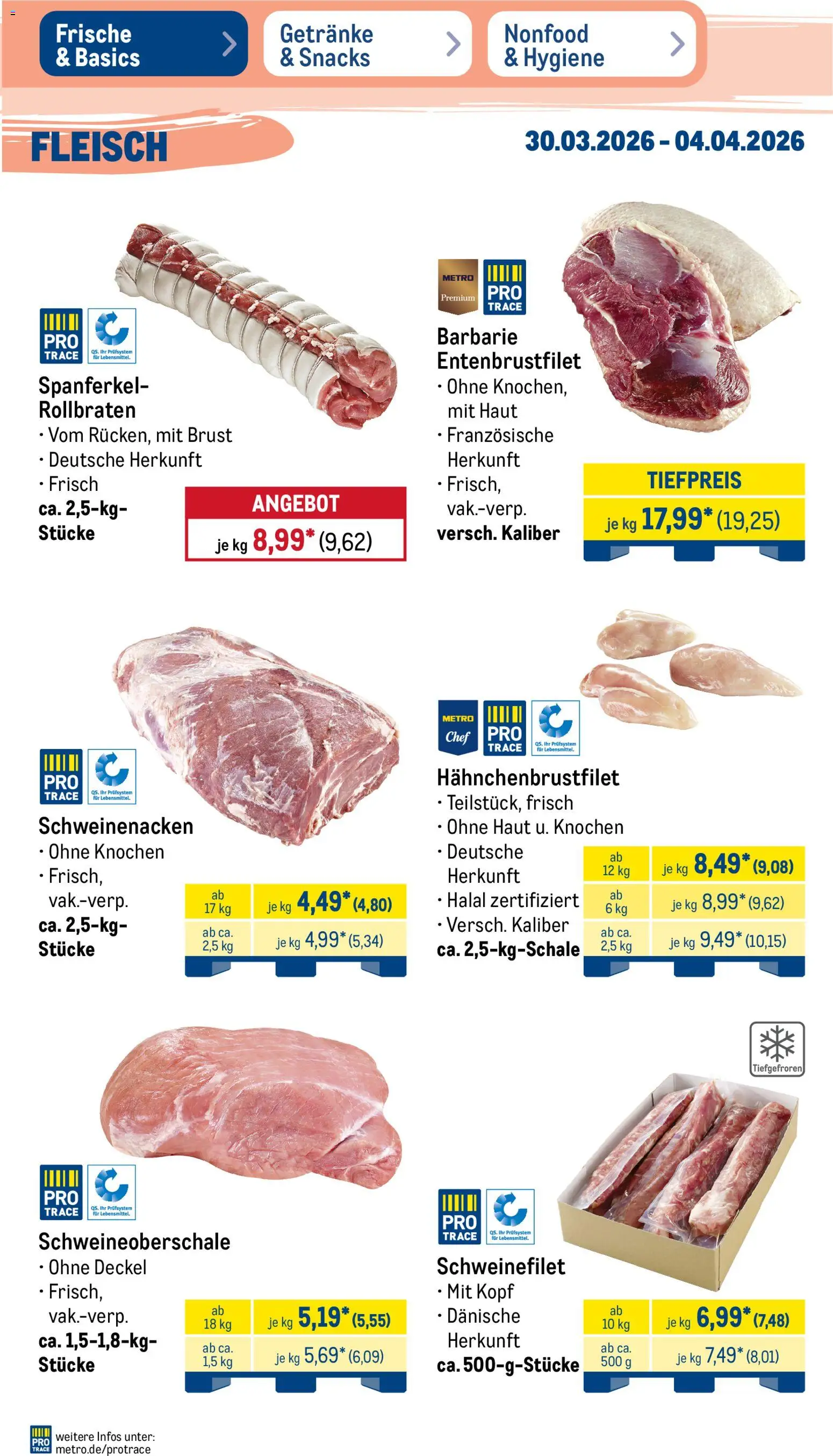 Metro Prospekt 	 – gültig ab 30.03.2026 | Seite: 5 | Produkte: Schweinenacken, Schweinefilet, Fleisch