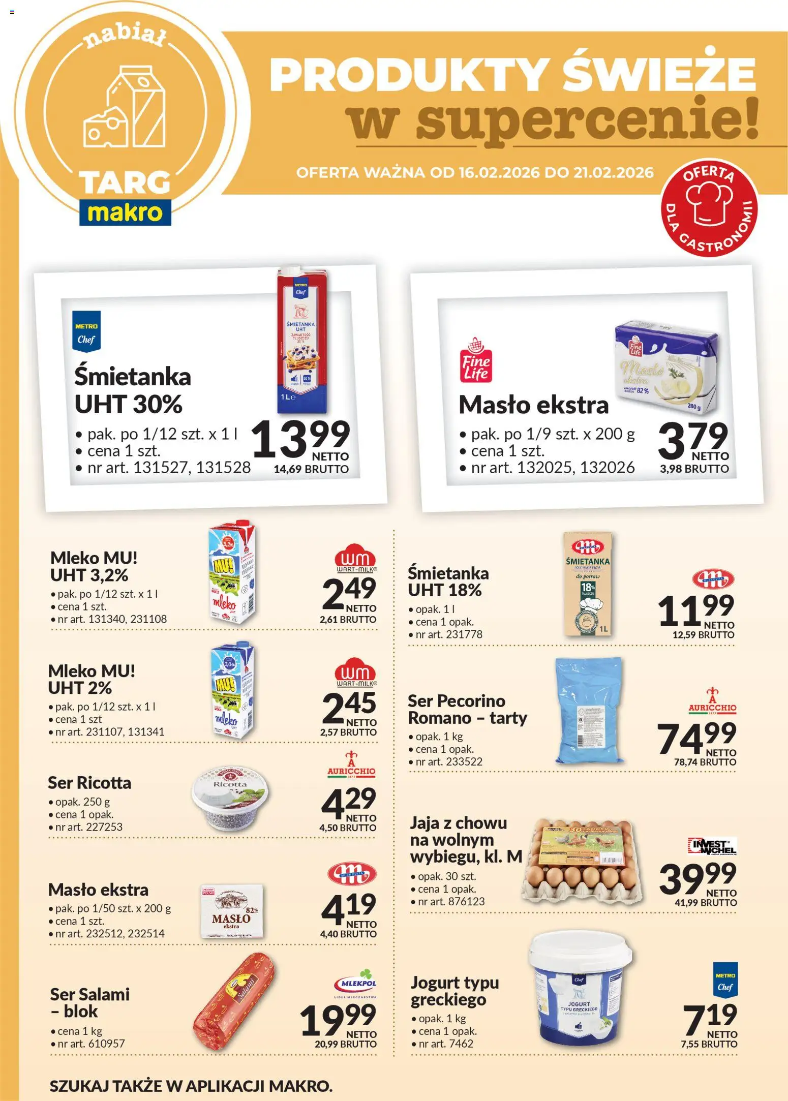 Makro Gazetka - Produkty świeże w supercenie od 16.02.2026 | Strona: 3 | Produkty: Mleko, Ricotta, Jaja, Ser ricotta