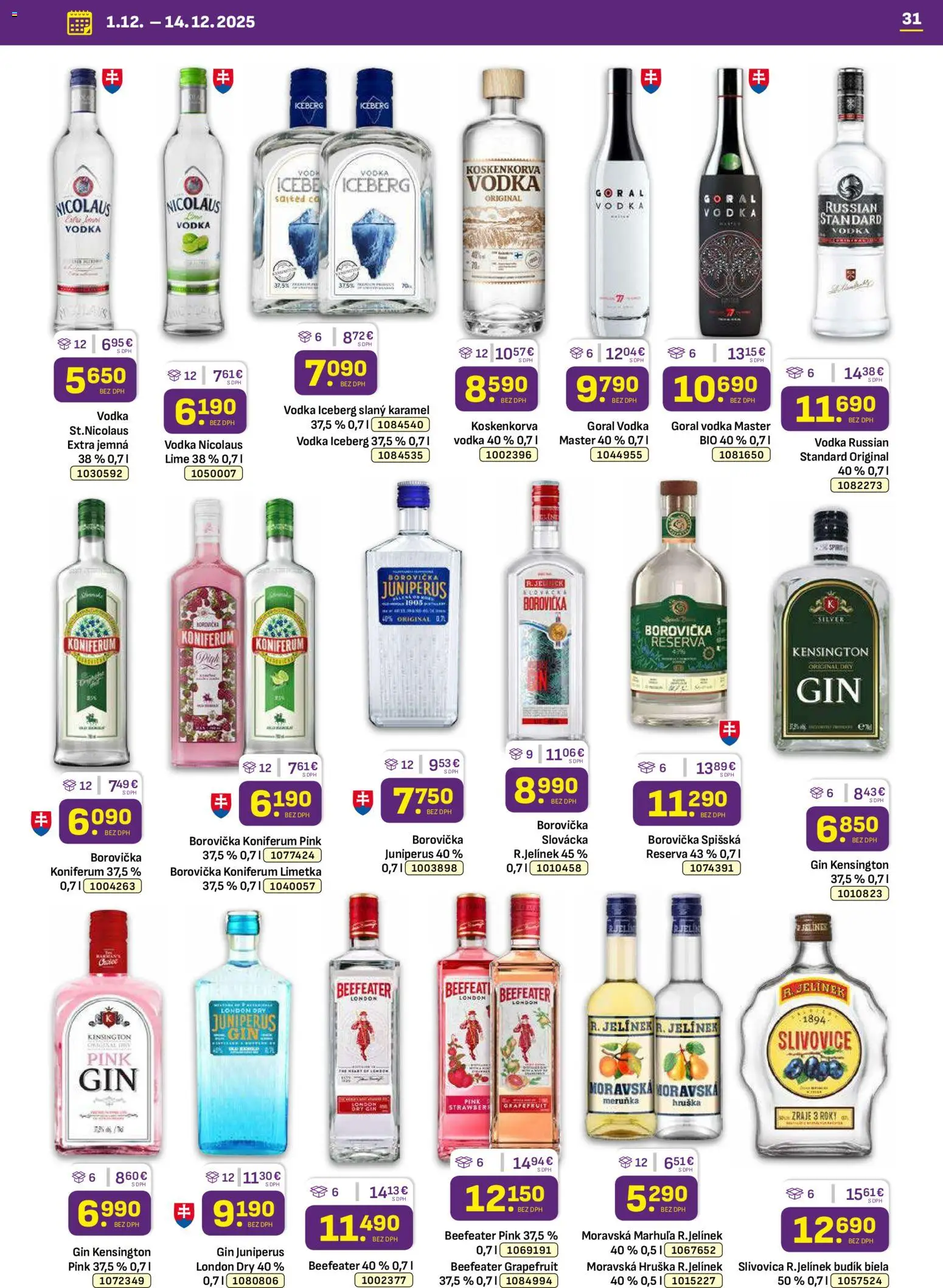 Nové Libex akcie – leták je platný od 01.12.2025 | Strana: 31 | Produkty: Limetka, Koniferum, Vodka, Budík