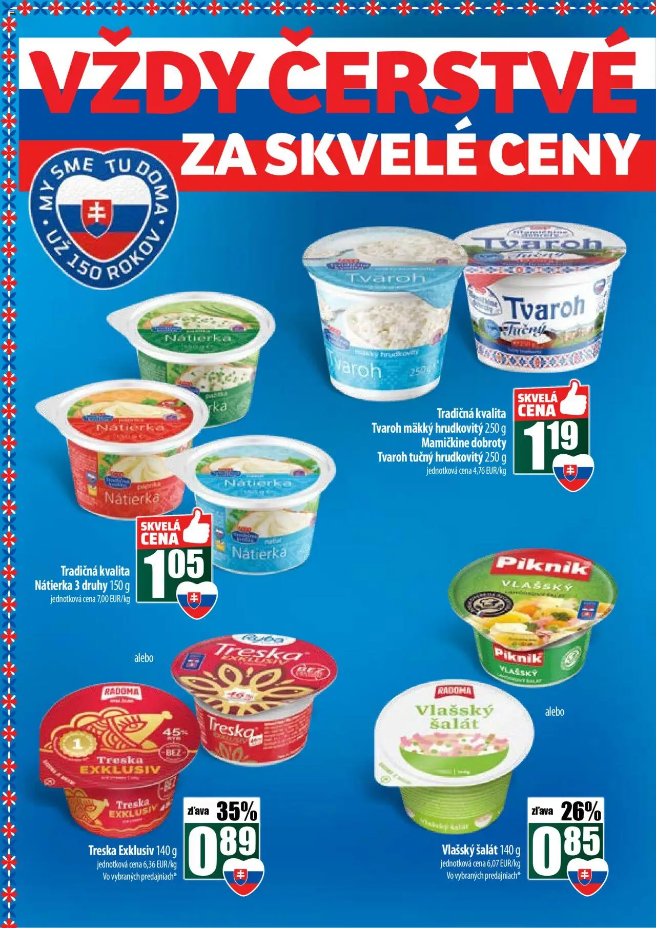 Nové COOP Jednota akcie – leták je platný od 09.10.2025 | Strana: 8 | Produkty: Tvaroh, Šalát, Treska