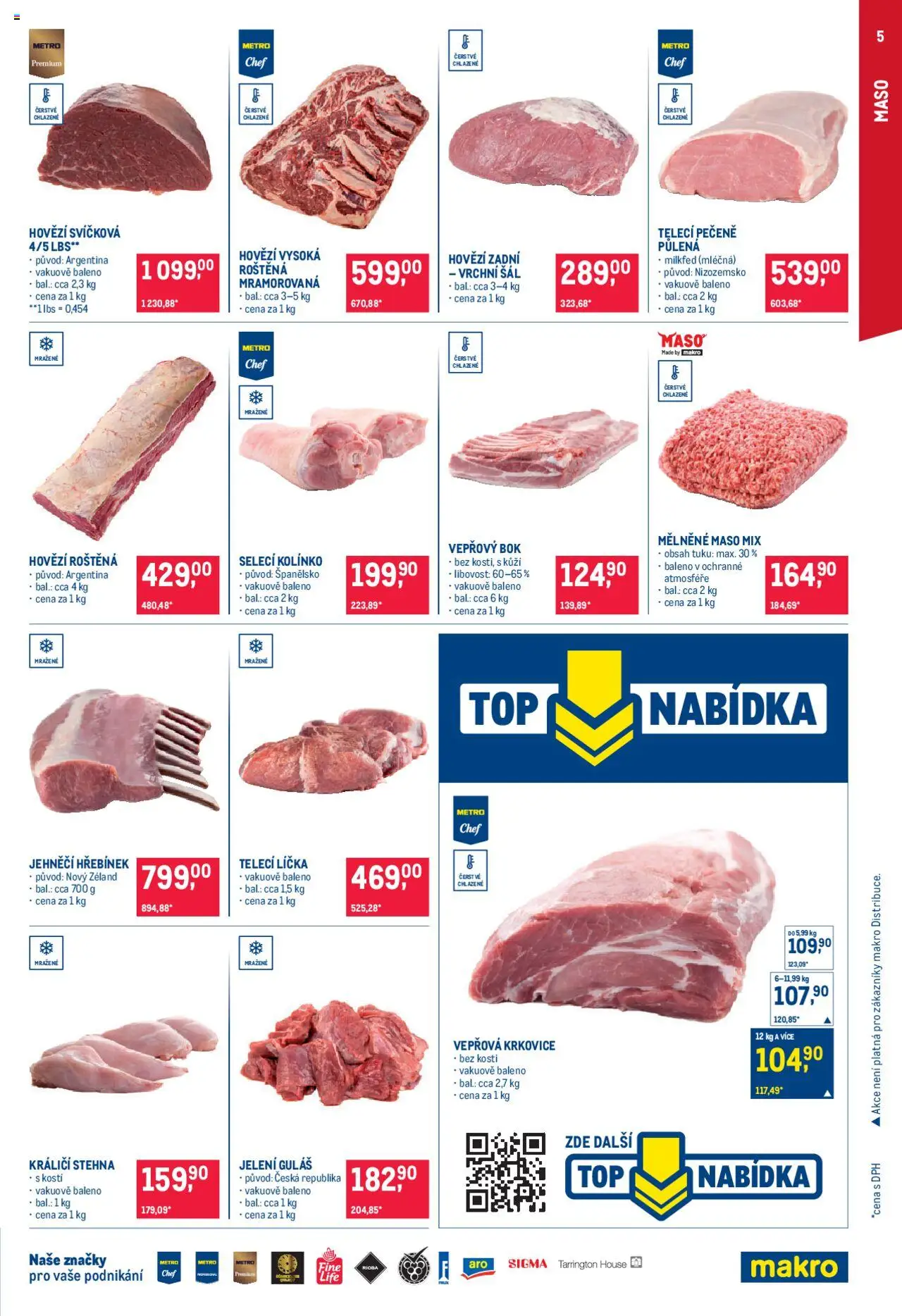 Makro leták - Gastronomie od 24.09.2025 | Strana: 5 | Produkty: Hovězí, Hovězí zadní, Krkovice, Vepřová krkovice