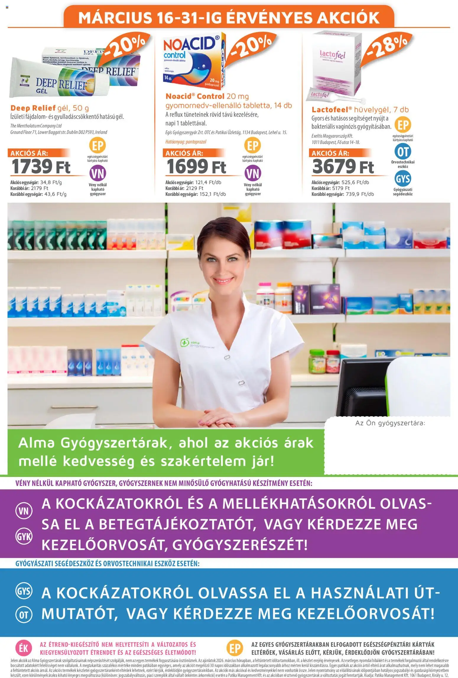 Alma Gyógyszertárak akciós ujság - amely érvényes a következő dátumtól: 01.03.2026 | Oldal: 20 | Termékek: Alma