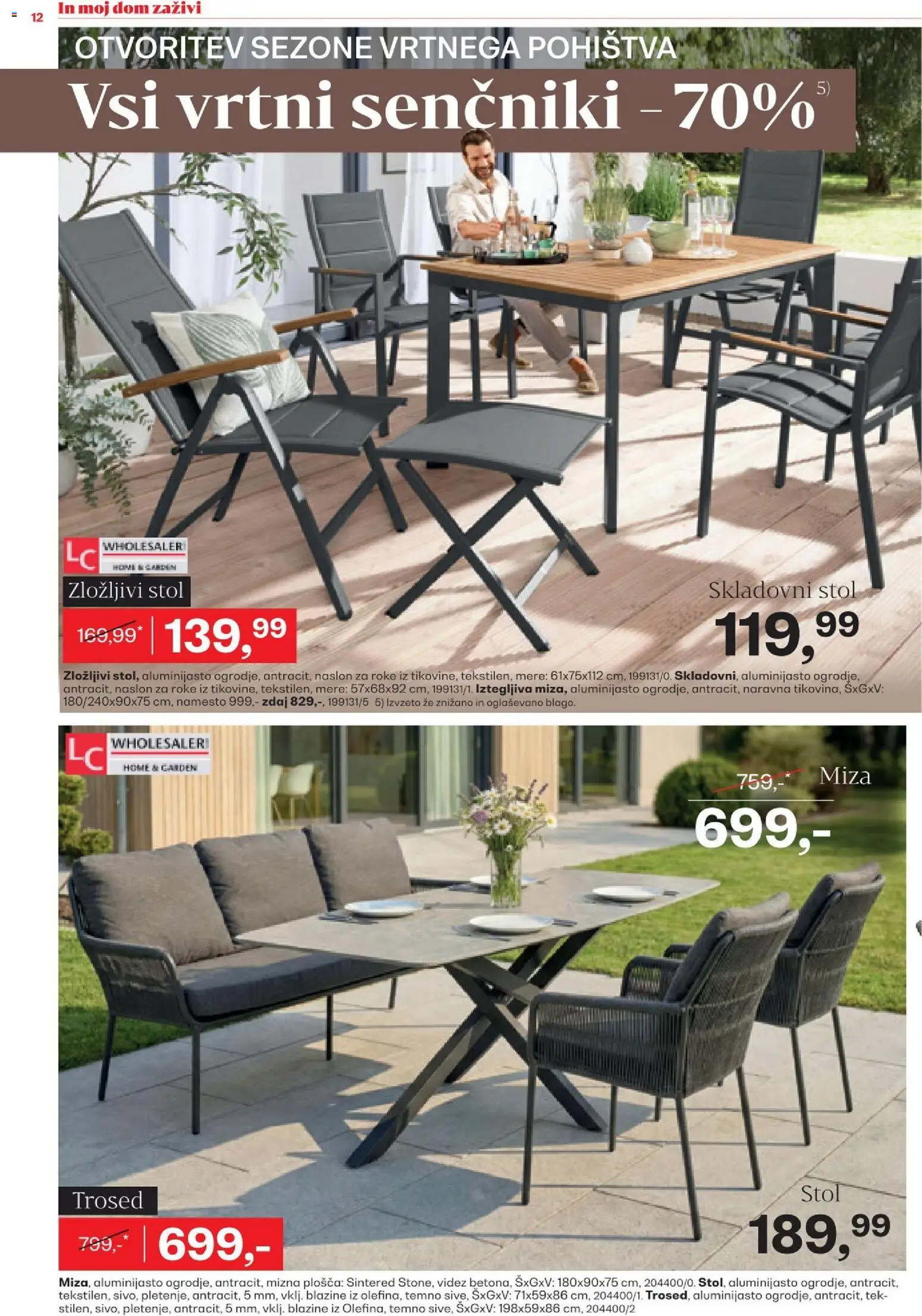 Novi Rutar katalog ponudbe – veljaven od 24.03.2026 | Stran: 12 | Izdelki: Trosed, Stol