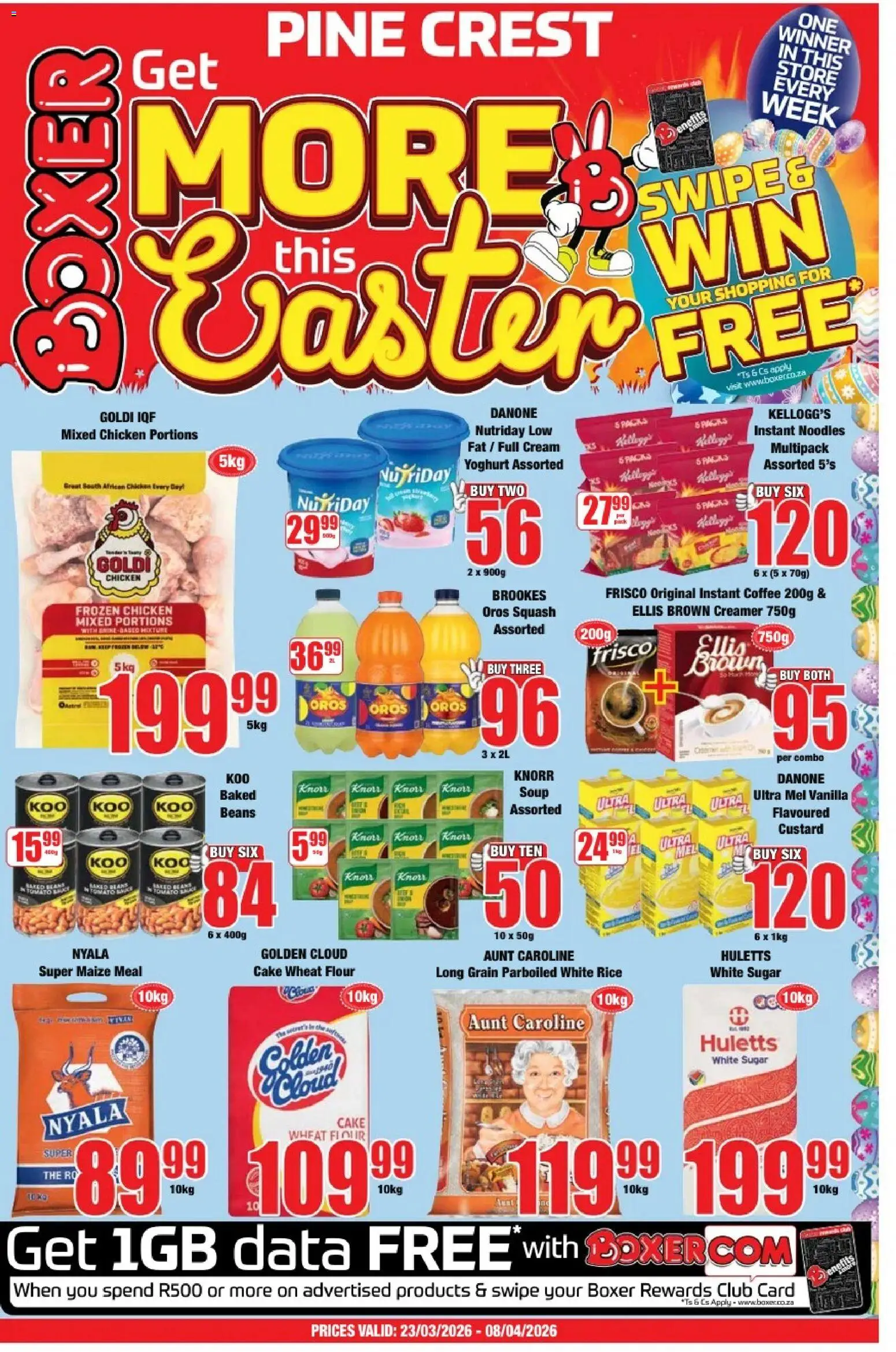 New Boxer catalogue – valid from 23.03.2026 | Page: 1 | Products: Beans, Chicken, Soup, Estuche organizador de viaje