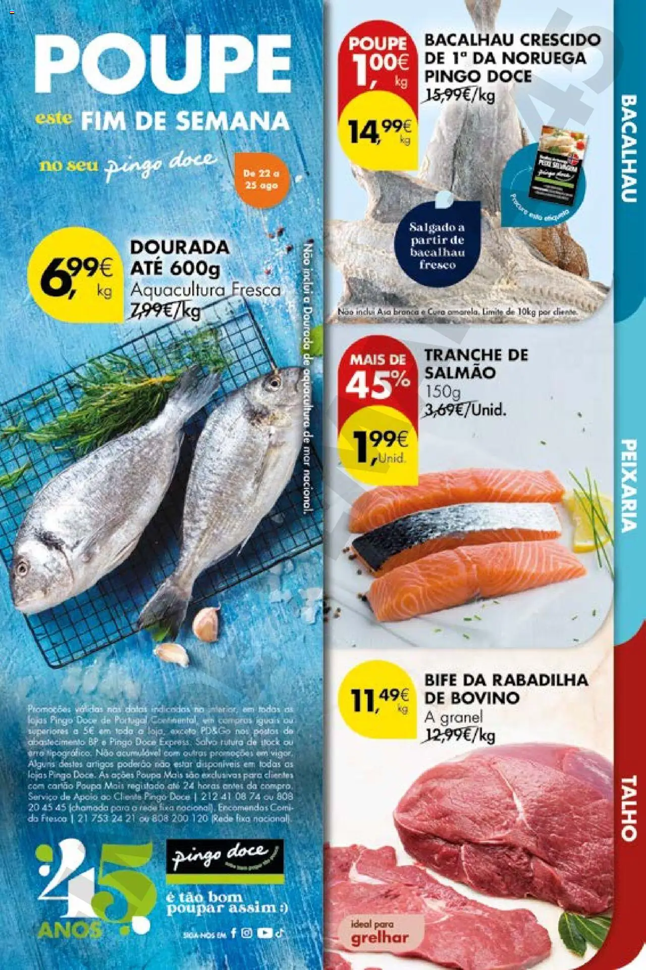 Pingo Doce Poupe este Fim de Semana │ válido de 22.08.2025 | Página: 1 | Produtos: Dourada, Bacalhau, Salmão