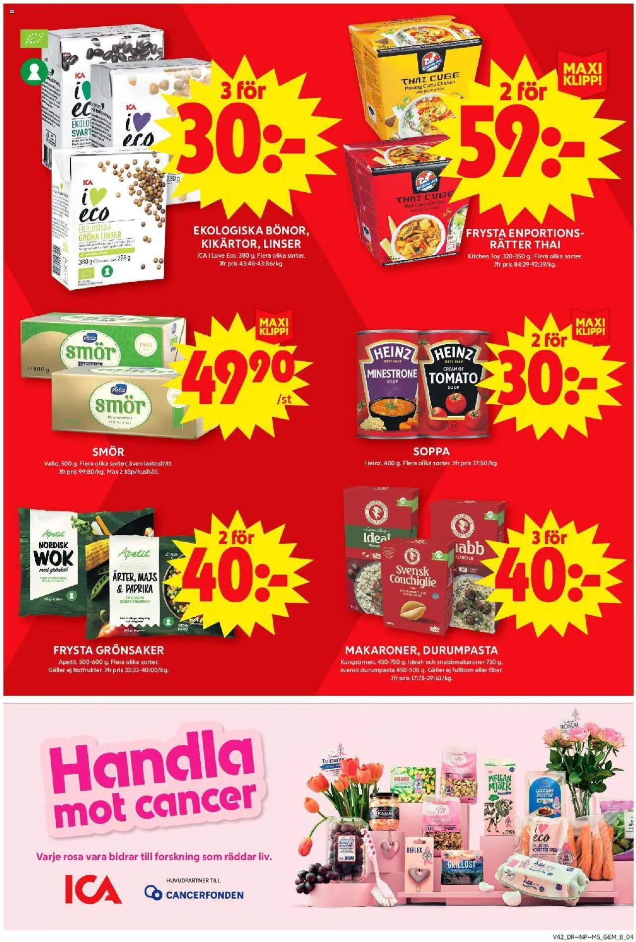 ICA Maxi reklamblad aktuell från 13.10.2025 | Sida: 4 | Produkter: Grillost, Mjölk, Pasta, Majs