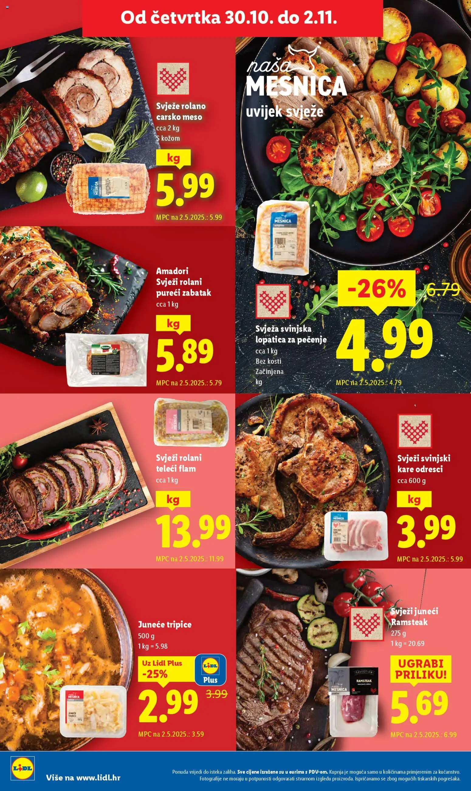 Lidl katalog | vrijedi od 29.10.2025 | Stranica: 4 | Proizvodi: Carsko meso, Svinjska lopatica, Svinjski kare, Meso