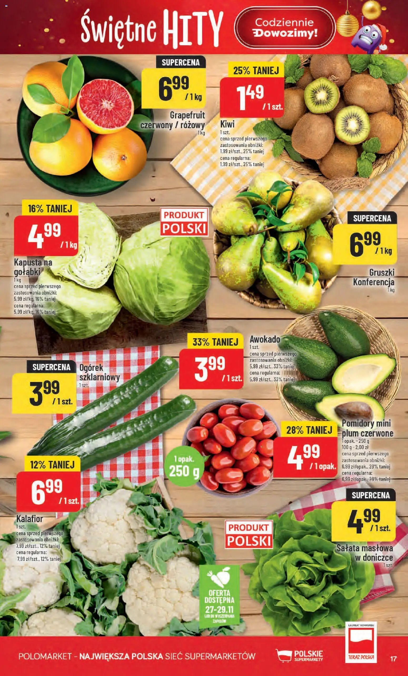 POLOmarket Black Friday od 26.11.2025 | Strona: 17 | Produkty: Kapusta, Kalafior, Pomidory, Kiwi