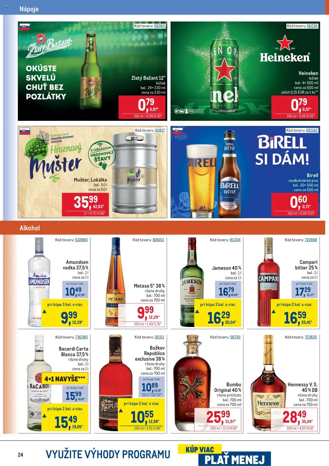 Nové Metro akcie – leták je platný od 10.09.2025 | Strana: 24 | Produkty: Metaxa, Zlatý Bažant, Vodka, Amundsen vodka