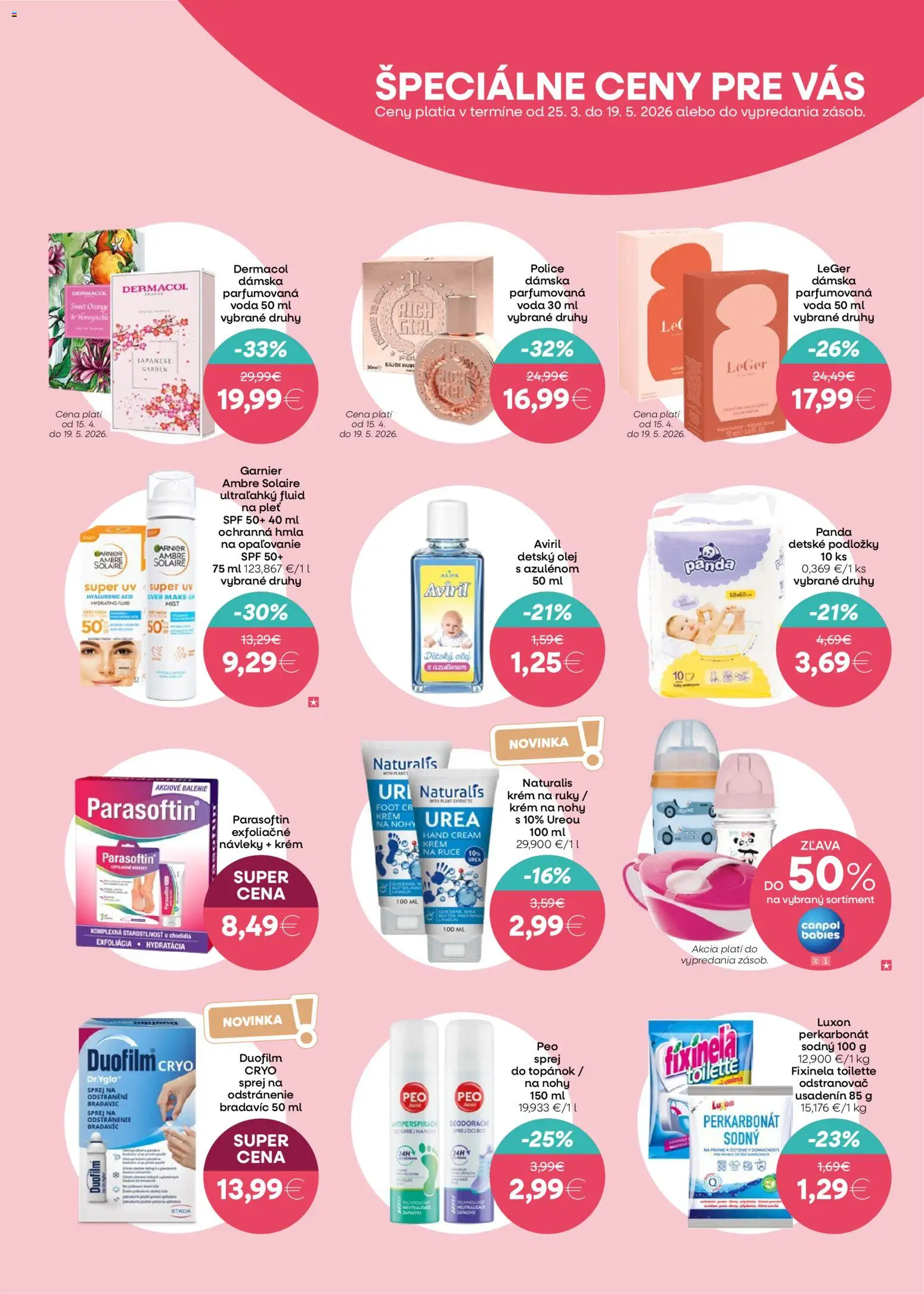 Nové 101 drogerie akcie – leták je platný od 15.04.2026 | Strana: 9 | Produkty: Police, Olej, Krém na ruky, Voda