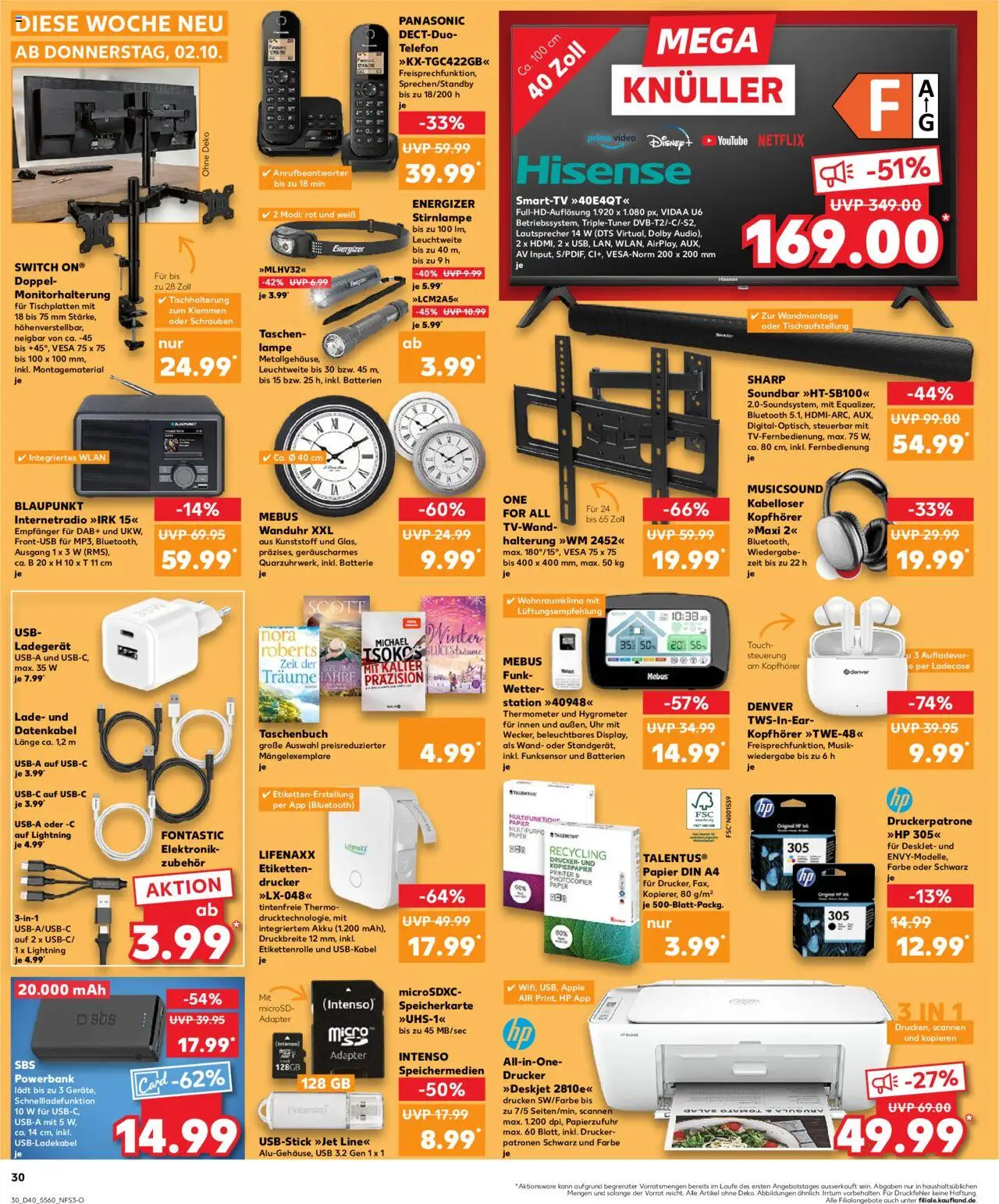 Kaufland prospekt Berlin	 – gültig ab 05.10.2025 | Seite: 30 | Produkte: Smart TV, Telefon, Powerbank, Kopfhörer