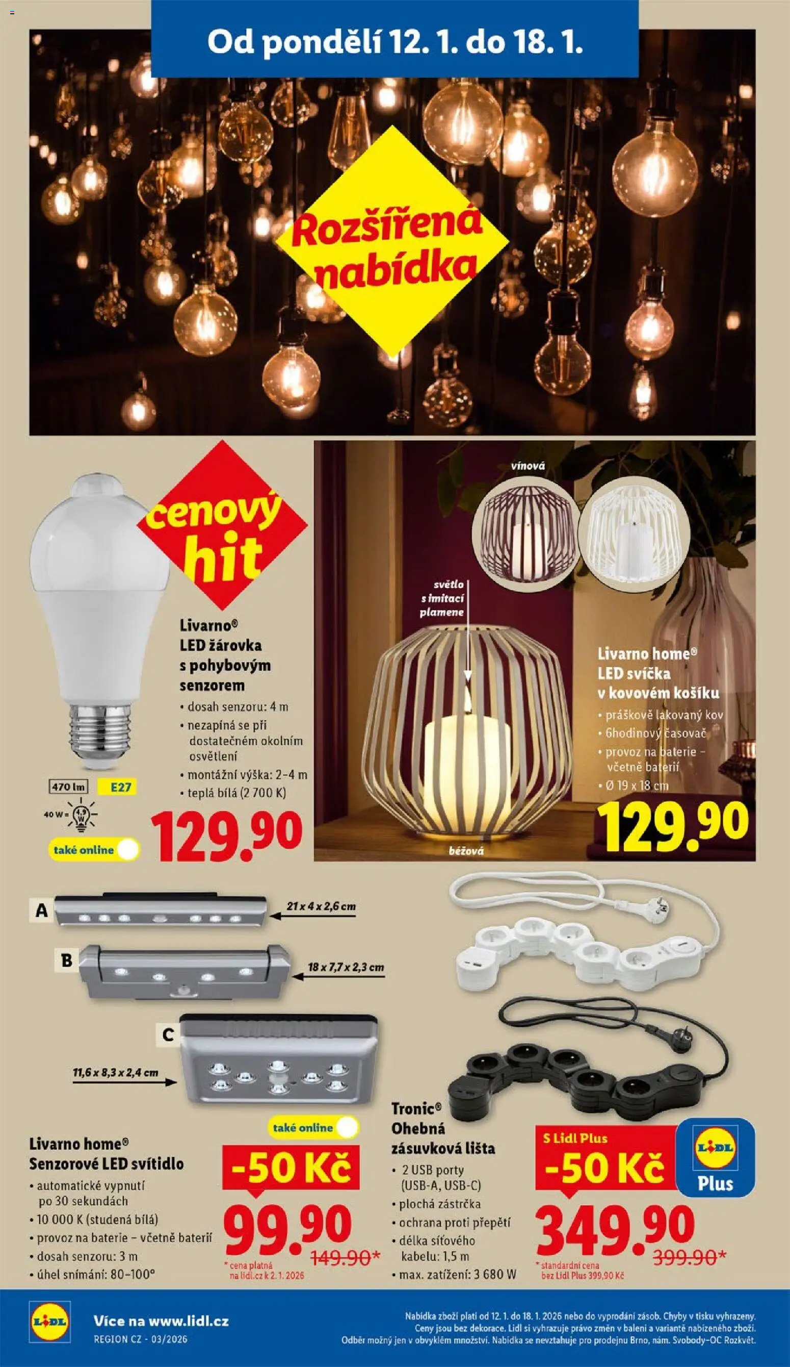 Lidl leták - Spotřební zboží od 12.01.2026 | Strana: 14 | Produkty: USB, Svíčka, Baterie, LED