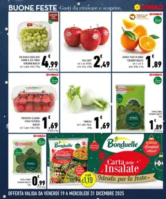 Anteprima del volantino UVA BIANCA SENZA SEMI SAPORI & IDEE CONAD PERCORSO QUALITÀ, Uva bianca senza semi, cat. 1, prov. Italia, 750g valido a partire dal 19.12.2025 | Pagina: 6 | Prodotti: Arance, Pomodoro, Carote, Spinaci