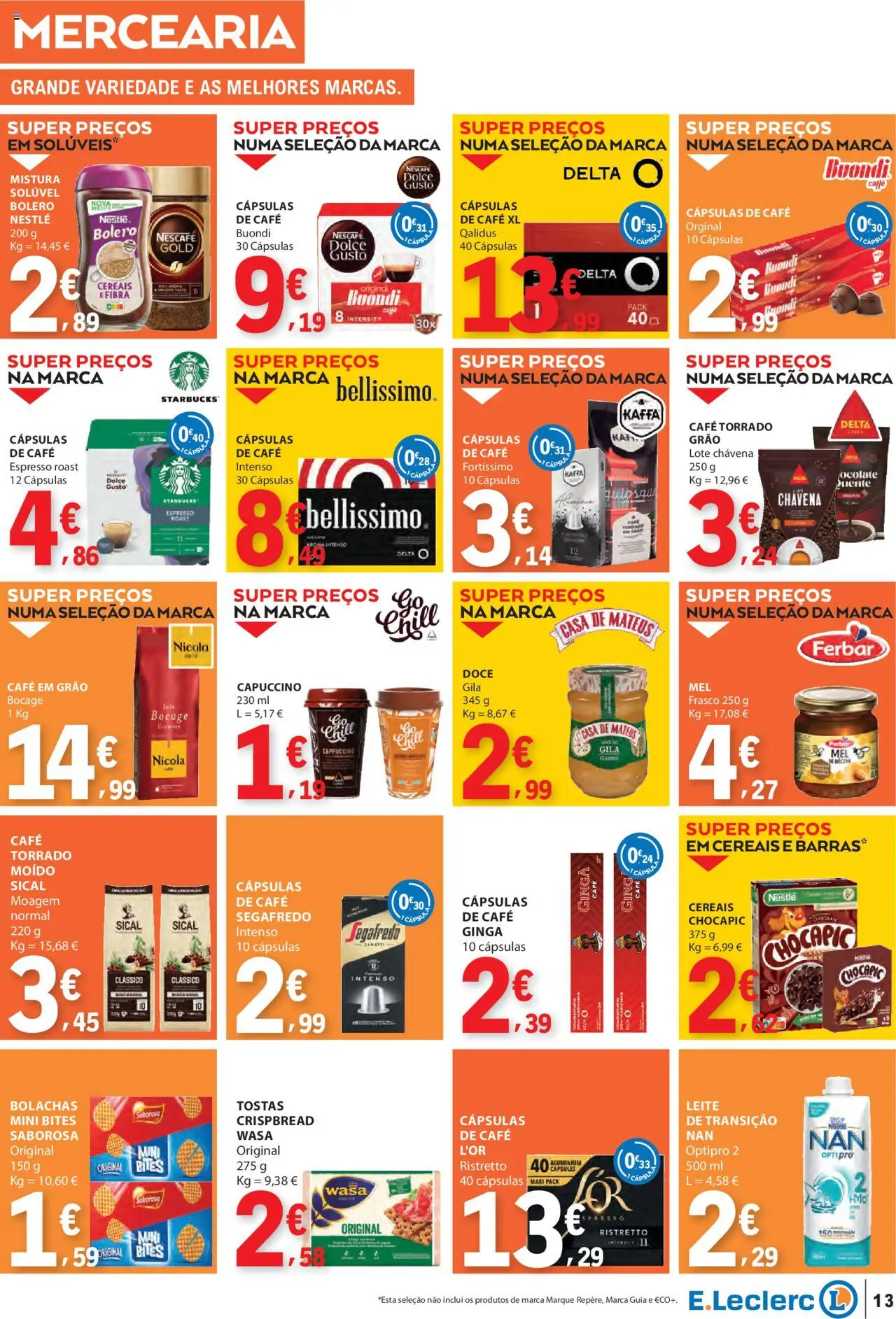 E.Leclerc - Folheto Semanal │ válido de 03.07.2025 | Página: 13 | Produtos: Cafe buondi, Tostas, Leite, Cereais