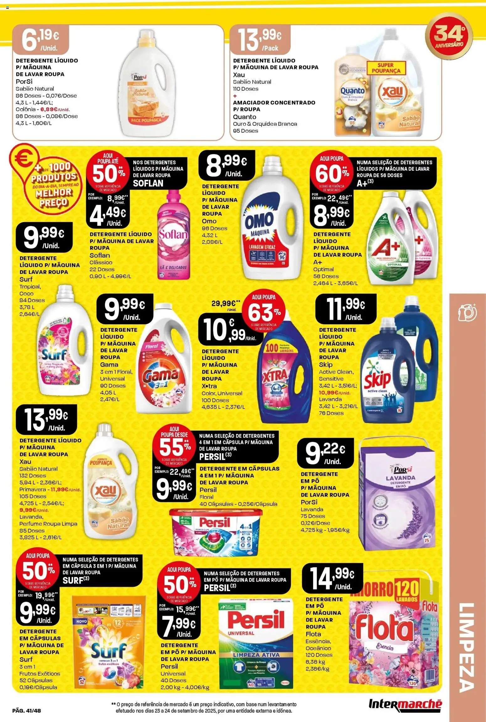Intermarché - Aniversário à la poupança! » de 30/10/2025 - 05/11/2025 | Página: 41 | Produtos: Máquina de lavar, Pó, Base, Persil