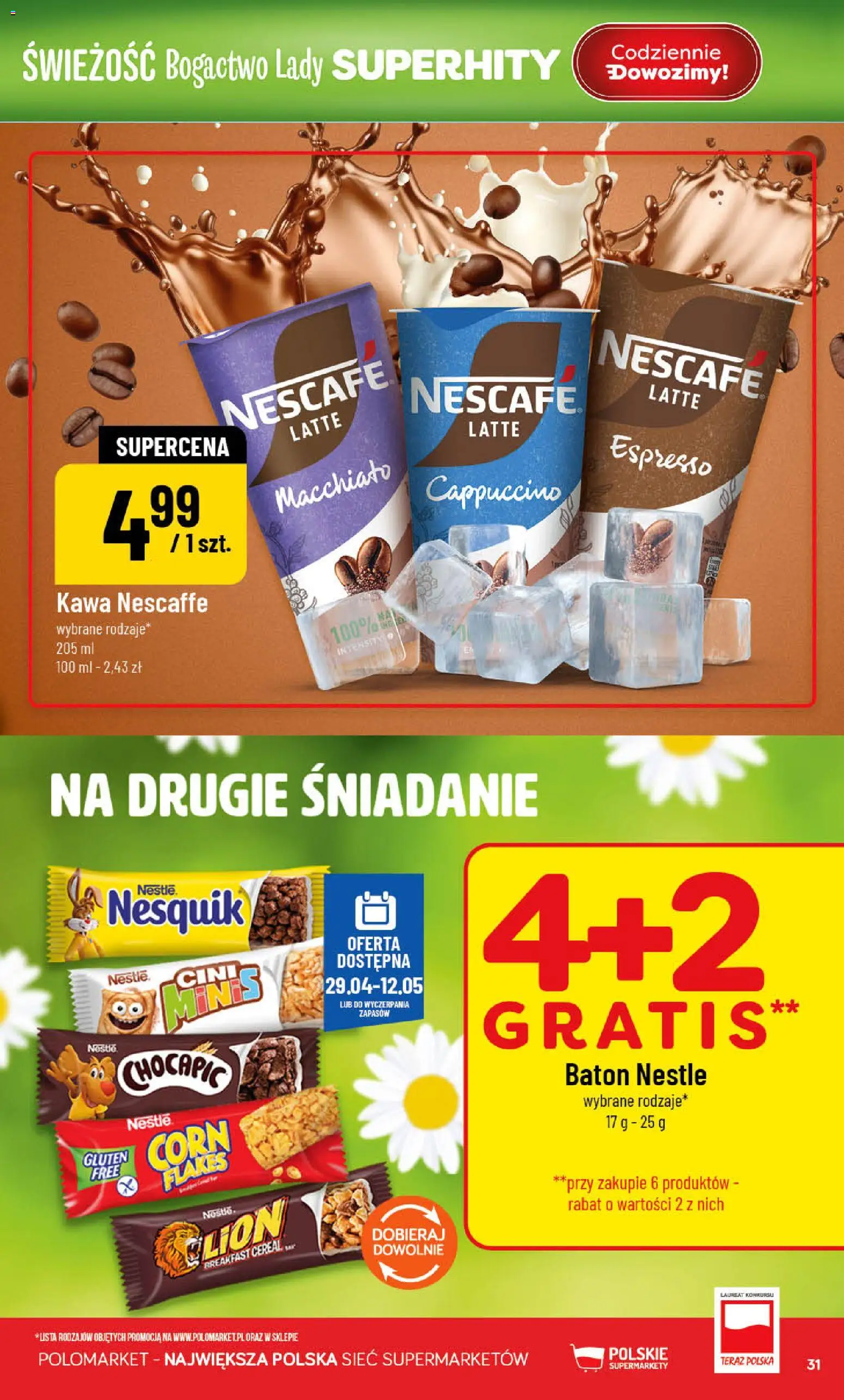 POLOmarket gazetka od 29.04.2026 | Strona: 31 | Produkty: Nescafe, Cappuccino, Baton, Kawa