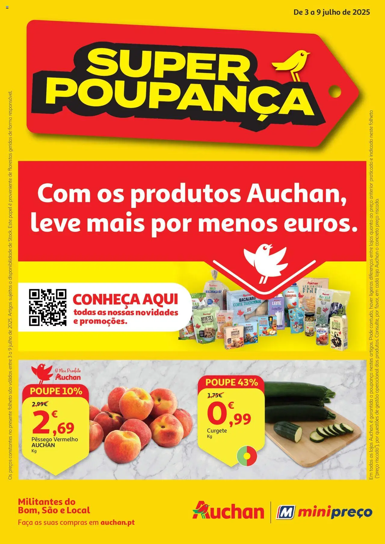 Auchan folheto │ válido de 03.07.2025 | Página: 1 | Produtos: Soja, Faca, Leite, Chocolate