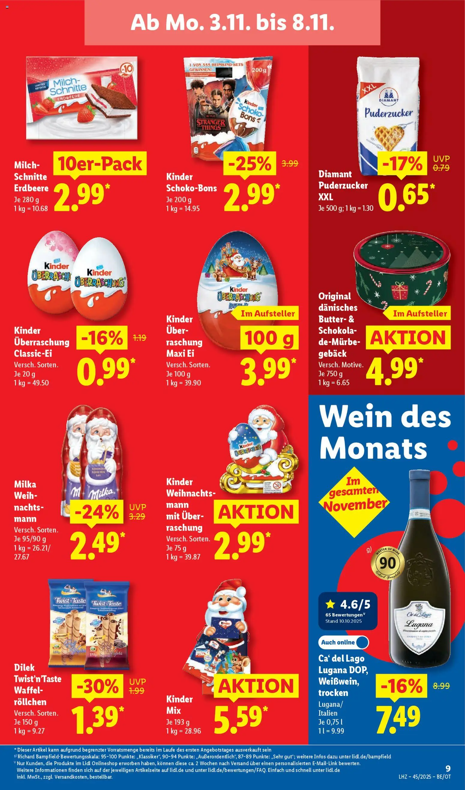 Lidl Prospekt Zossen – gültig ab 03.11.2025 | Seite: 15 | Produkte: Milch, Butter, Milka, Wein