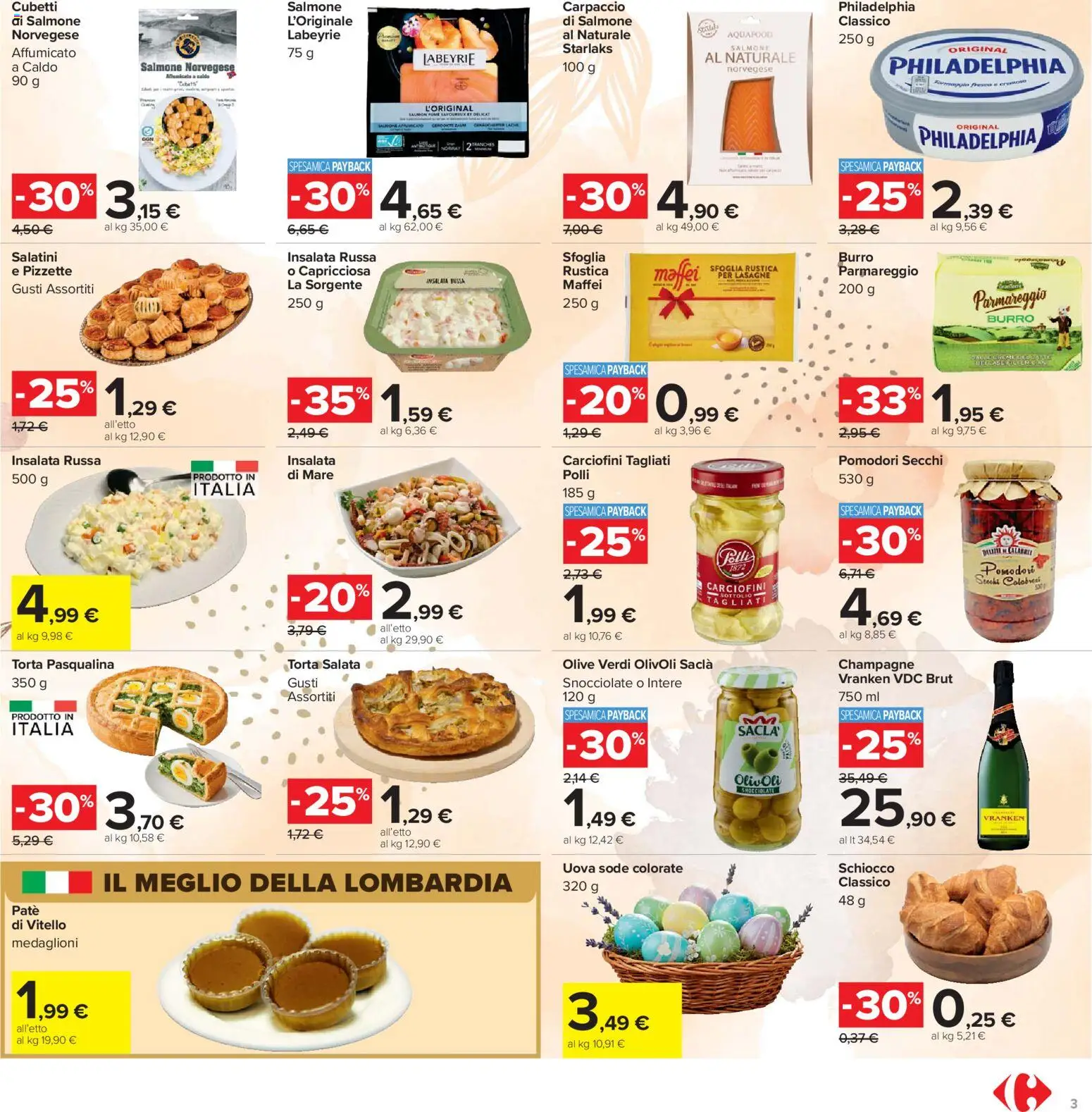 Volantino Carrefour del 24.03.2026 | Pagina: 3 | Prodotti: Salatini, Insalata, Burro, Vitello