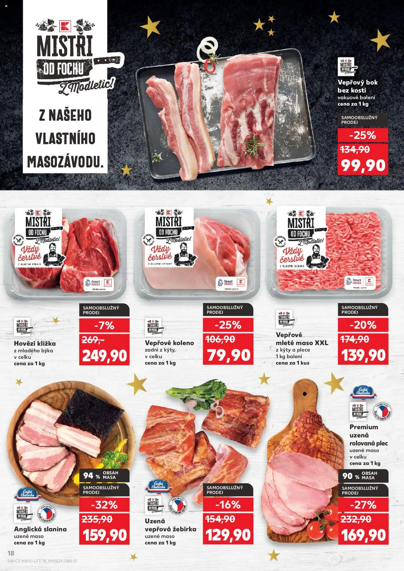 Kaufland leták - Ostrava od 17.12.2025 | Strana: 18 | Produkty: Uzené maso, Hovězí kližka, Anglická slanina, Mleté maso