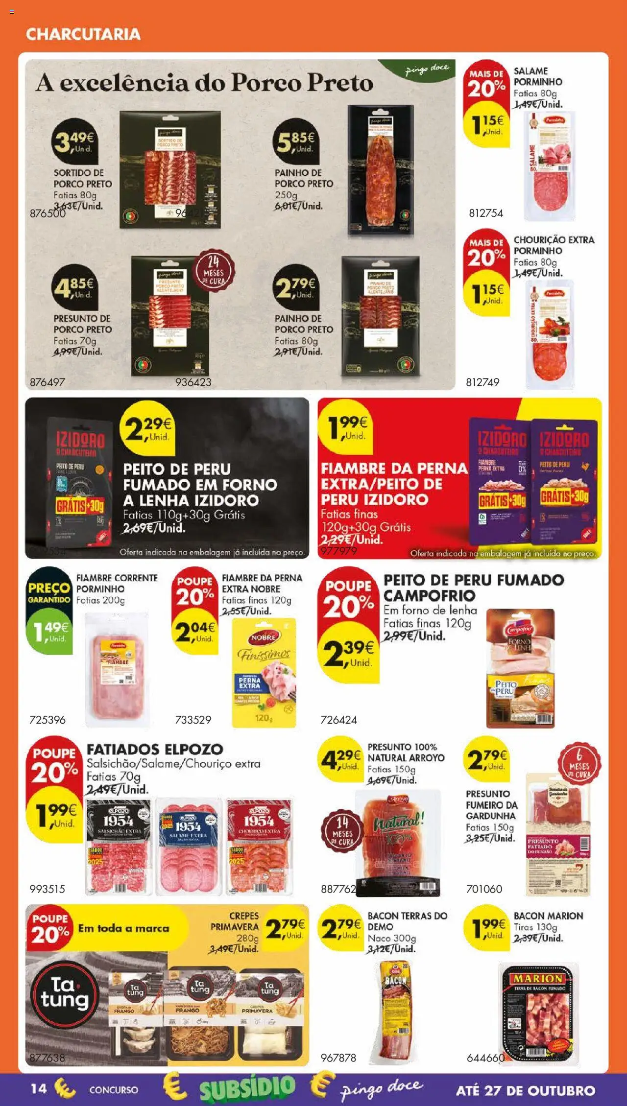 Pingo Doce folheto │ válido de 21.10.2025 | Página: 22 | Produtos: Forno, Bacon, Peito de peru, Salame